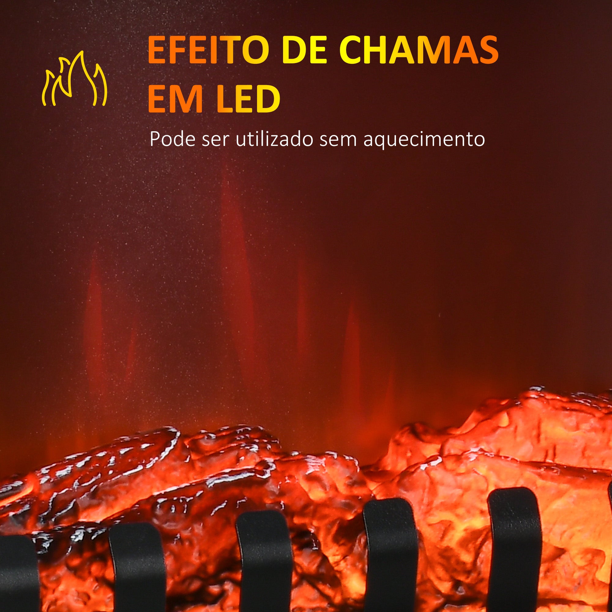 Lareira Elétrica Decorativa – 60x37x60,5 cm – Preto – Aço, vidro temperado e ABS