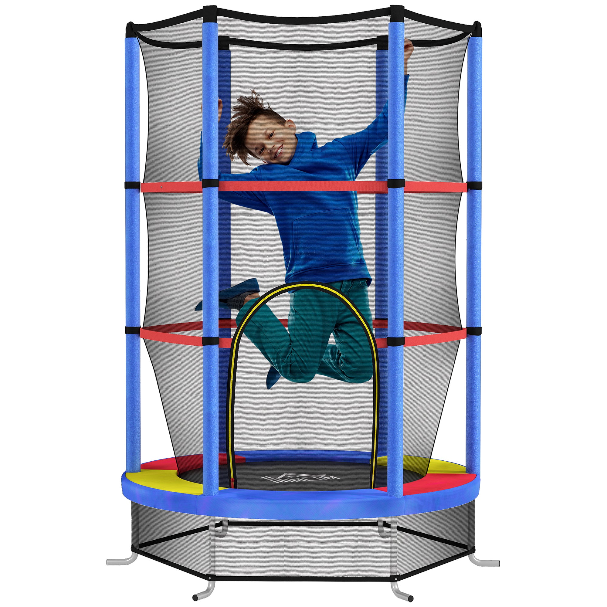 Trampolim Infantil Ø140x190 cm Azul para Crianças de 3-6 Anos