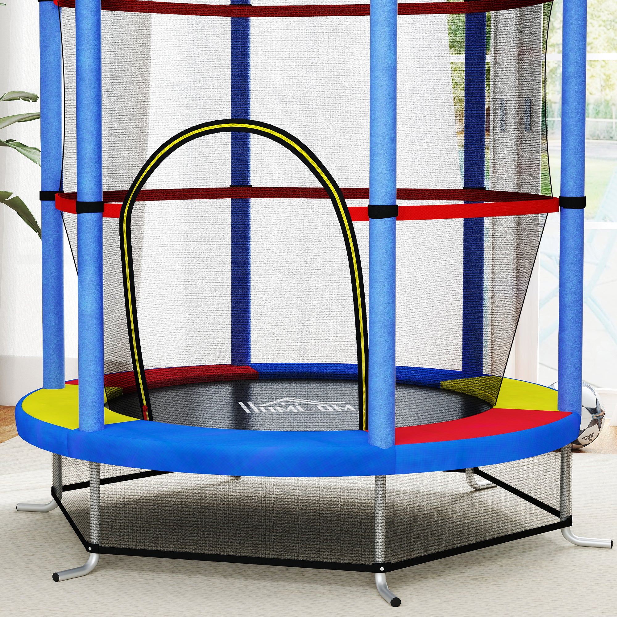 Trampolim Infantil Ø140x190 cm Azul para Crianças de 3-6 Anos