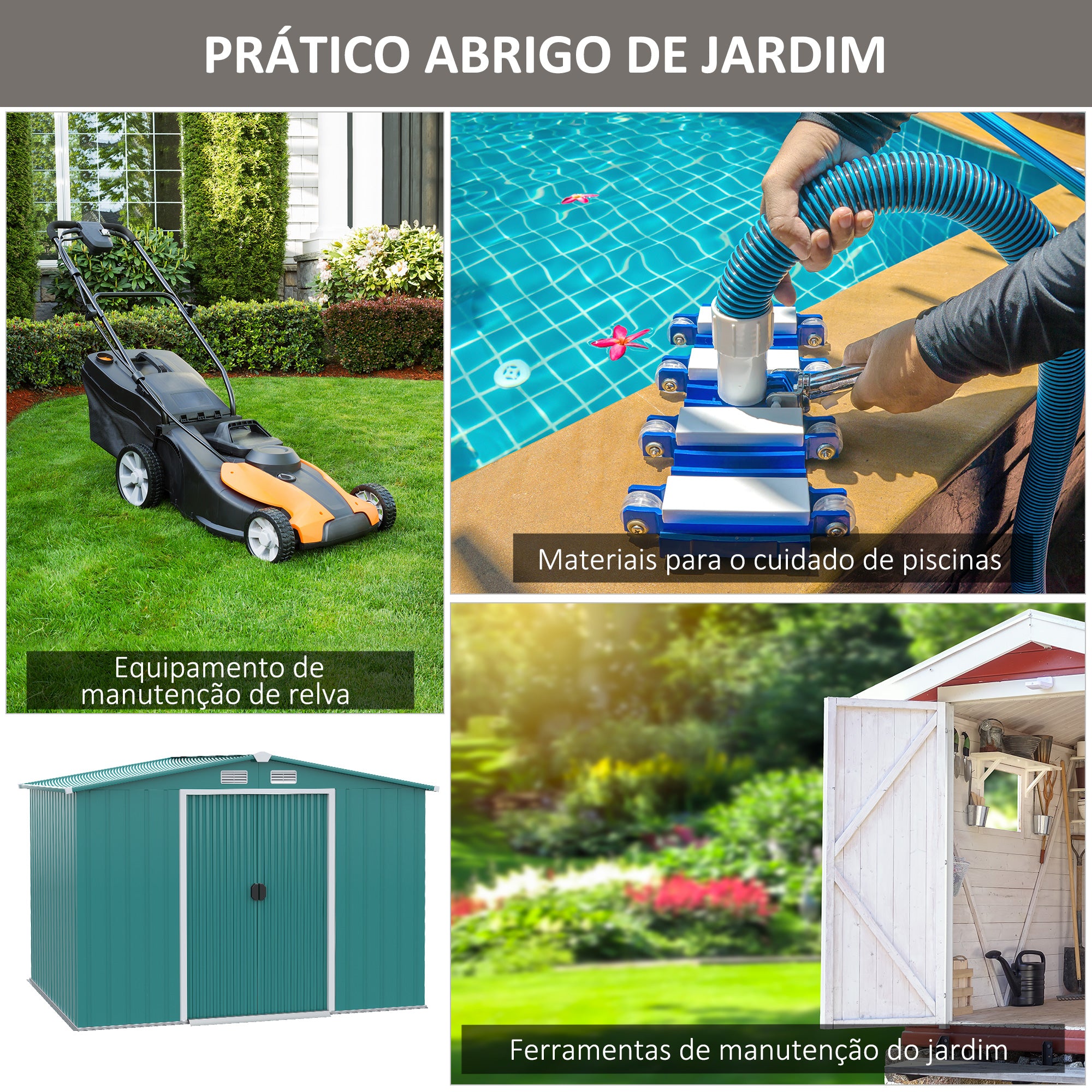 Abrigo de Jardim Verde Escuro 260x206x179cm - Espaçoso e Durável