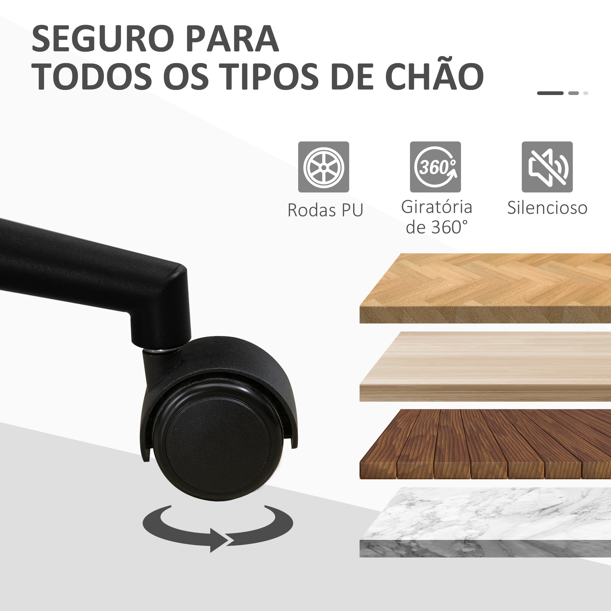 Cadeira de Escritório Giratória de Couro PU Branco 59x60x100 cm