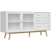 Aparador Moderno com 160x40x80 cm Branco e Madeira