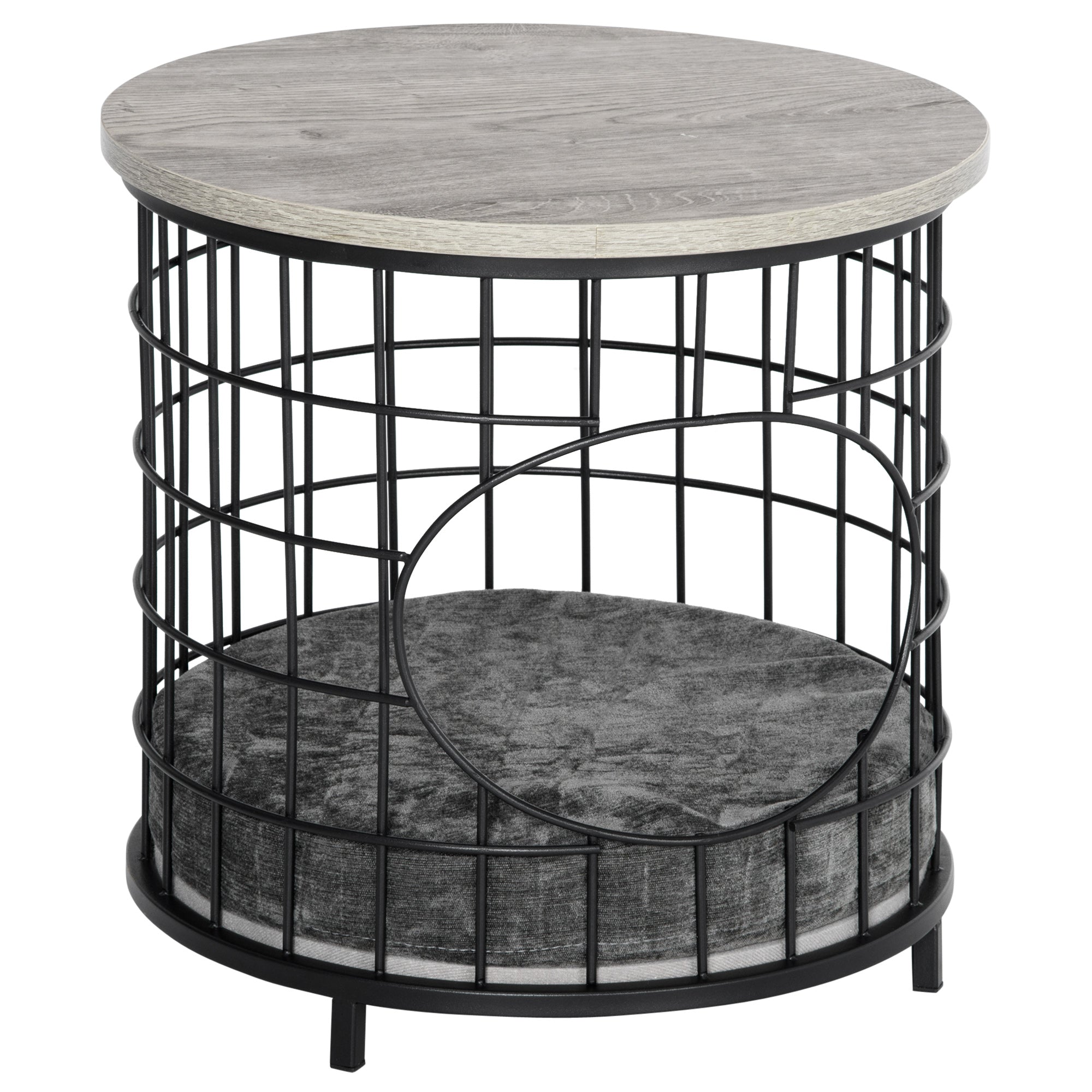 Mesa Lateral para Gatos Pequenos 40x40x40cm Preto e Cinza - Estrutura de Aço