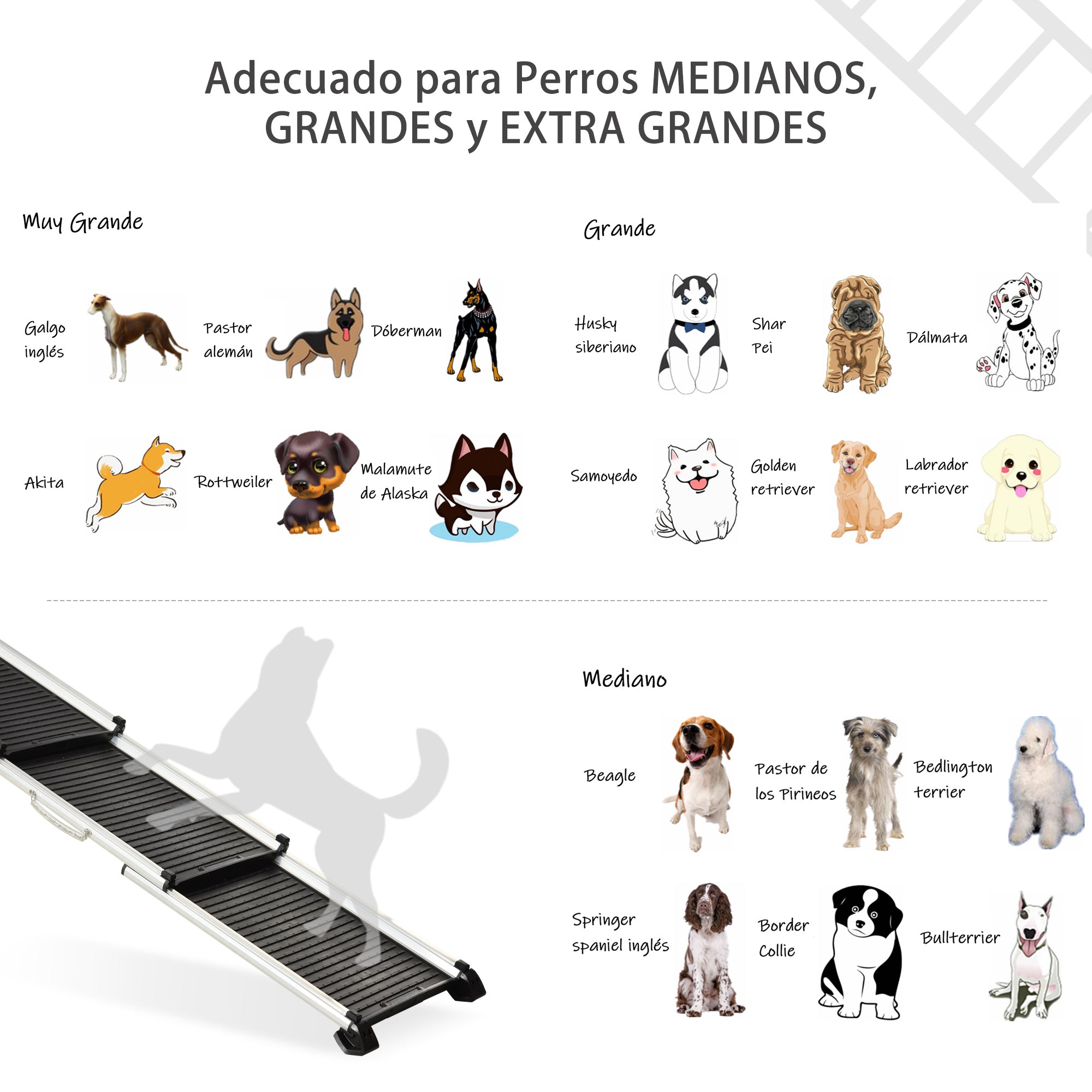 Rampa Dobrável em Alumínio para Animais de Estimação 159x42x11,5 cm Preto