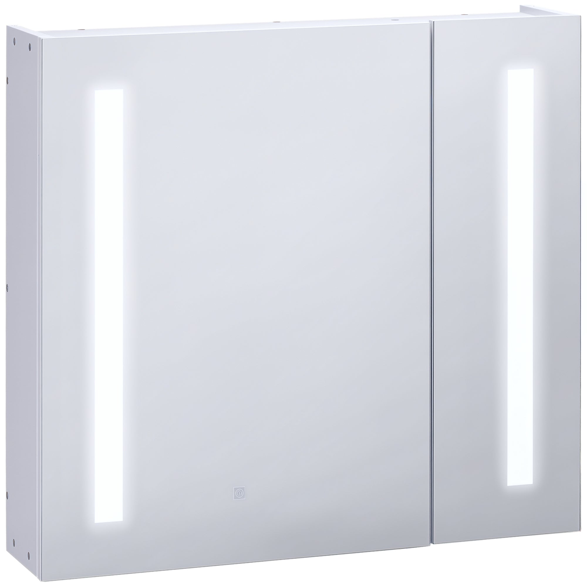 Armário de Casa de Banho com Espelho LED 70x15x65 cm - Branco