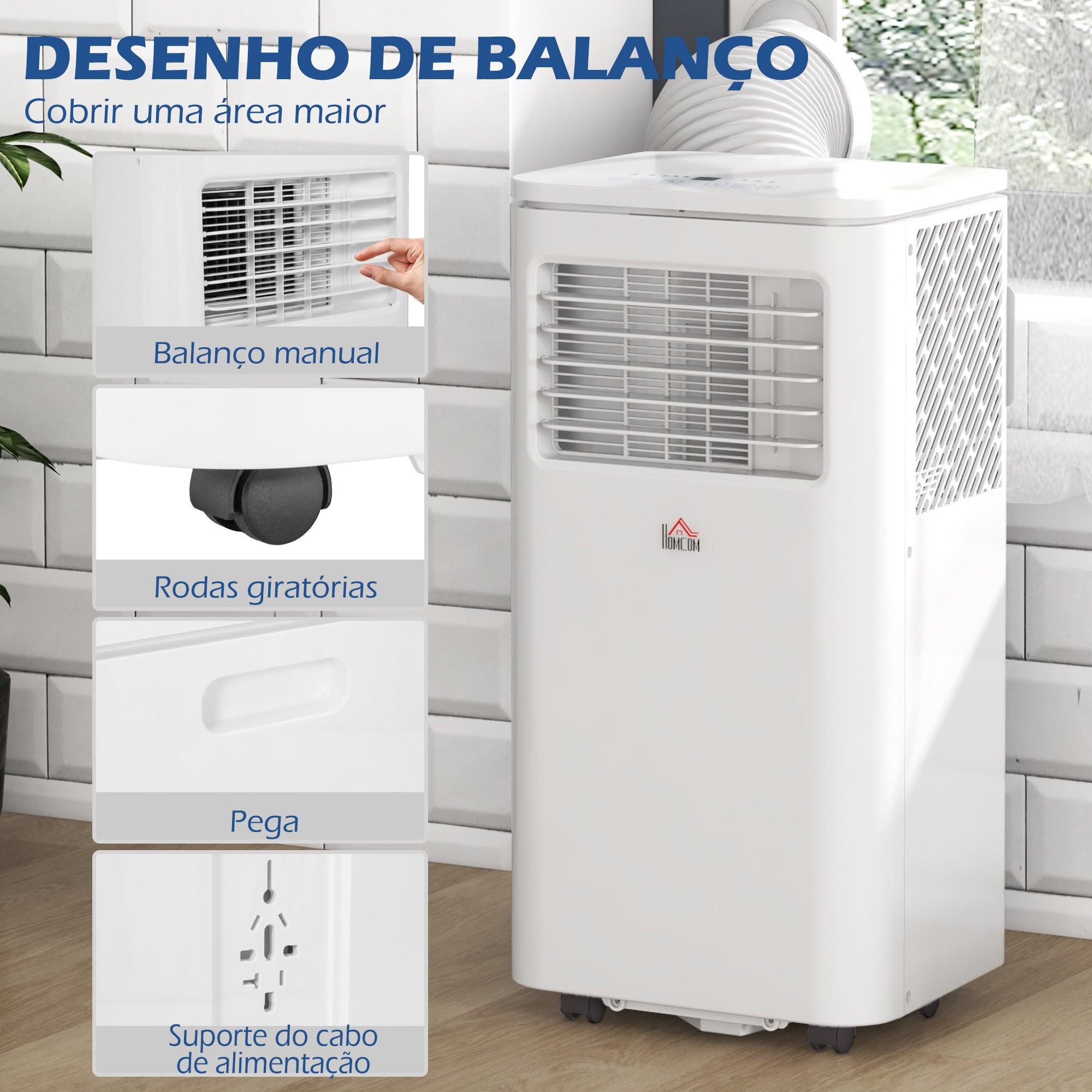 Ar Condicionado Portátil 9000 BTU Branco 30x34x69,4 cm