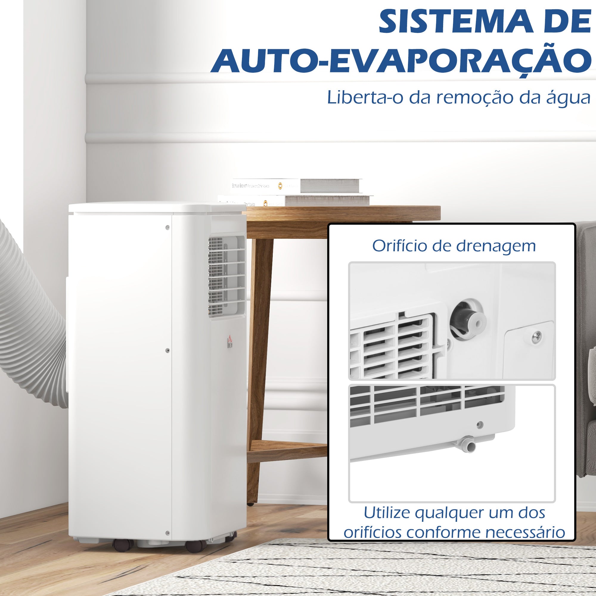 Ar Condicionado Portátil 9000 BTU Branco 30x34x69,4 cm