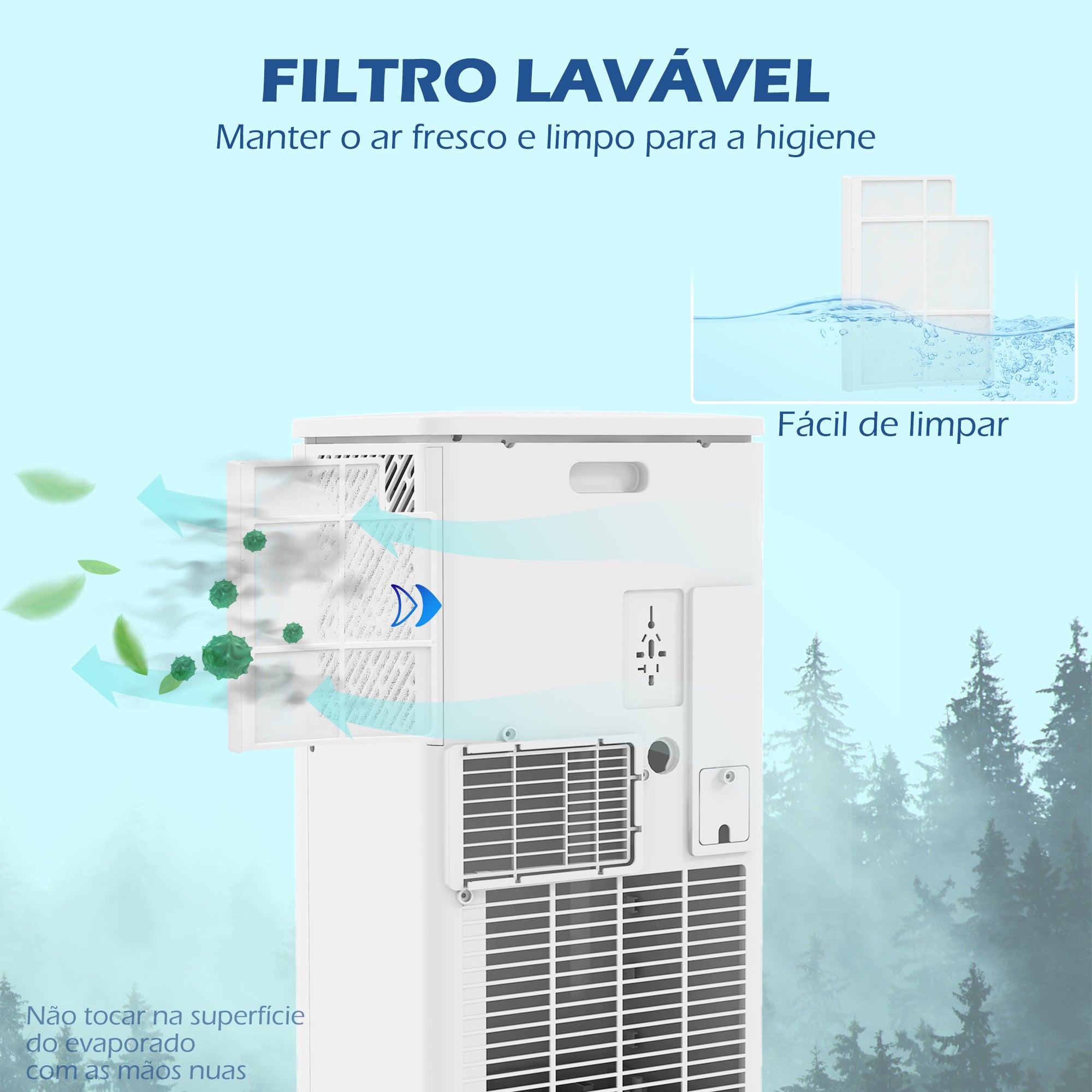Ar Condicionado Portátil 9000 BTU Branco 30x34x69,4 cm