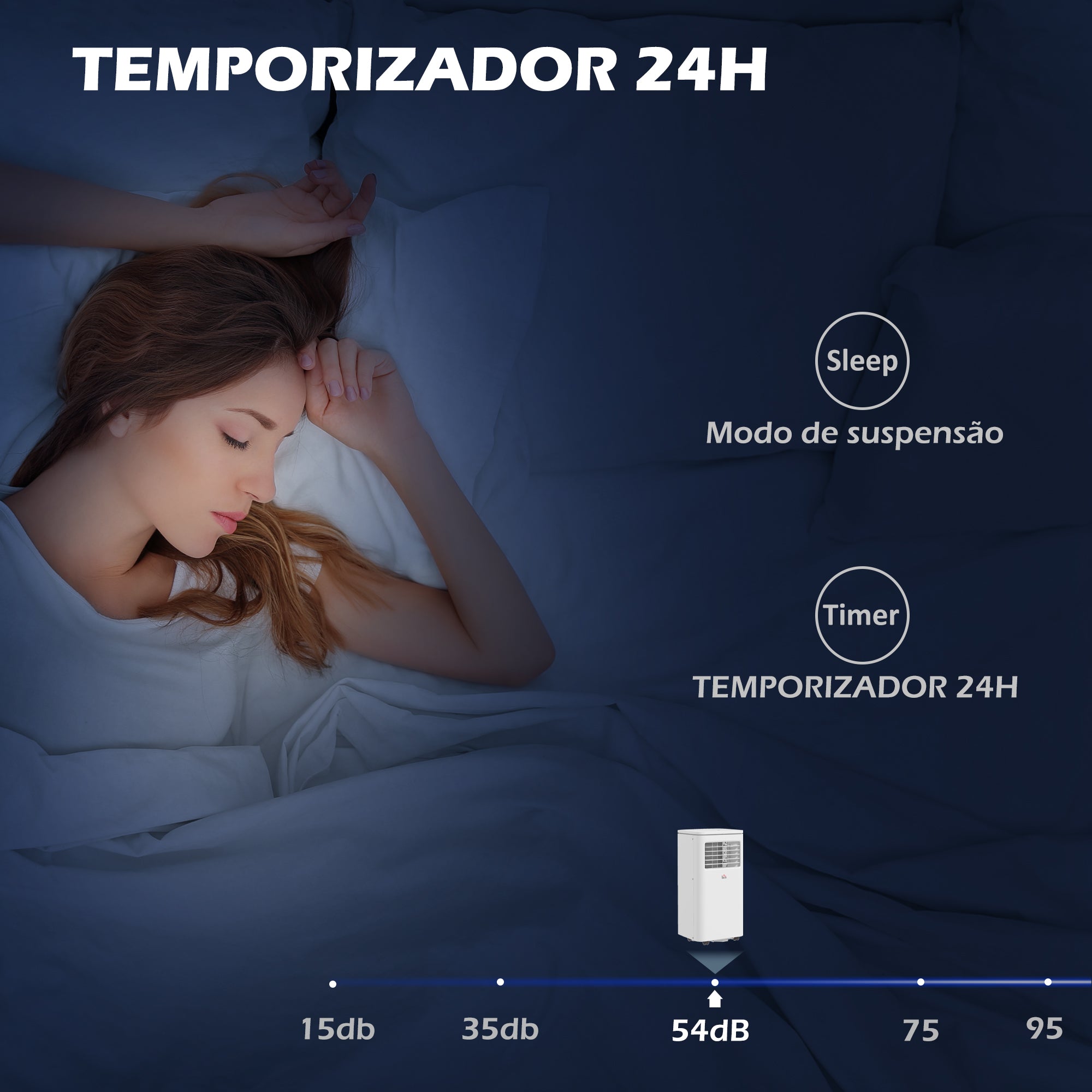 Ar Condicionado Portátil 9000 BTU Branco 30x34x69,4 cm