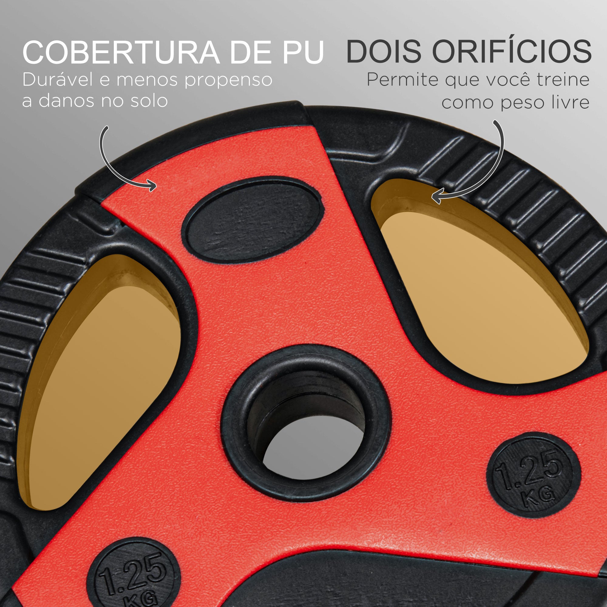 Conjunto de Barra de Pesos com Discos – 140x17x17 cm – Preto e Vermelho – Metal