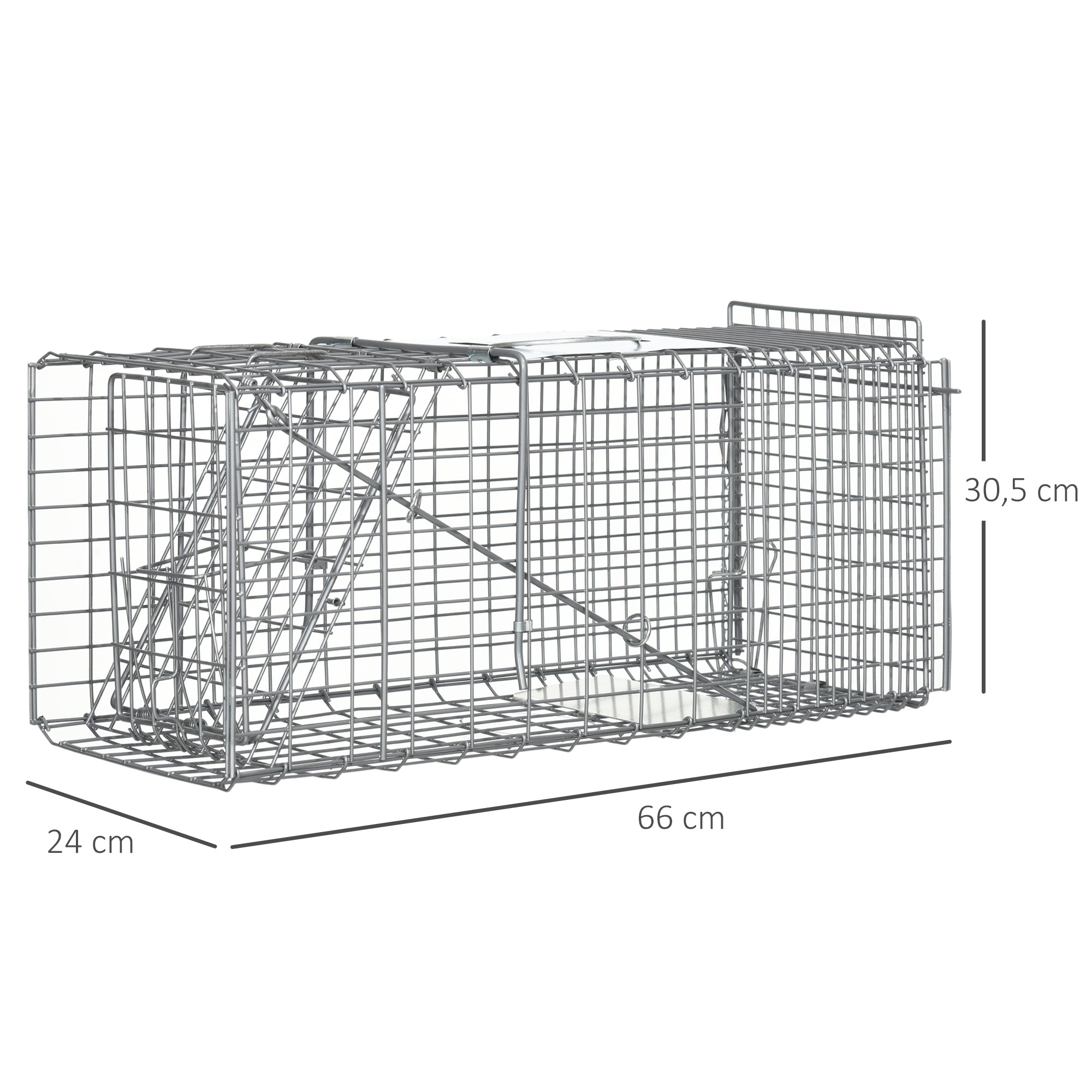 Armadilha para Animais Vivos Dobrável 66x24x30,5 cm Prata