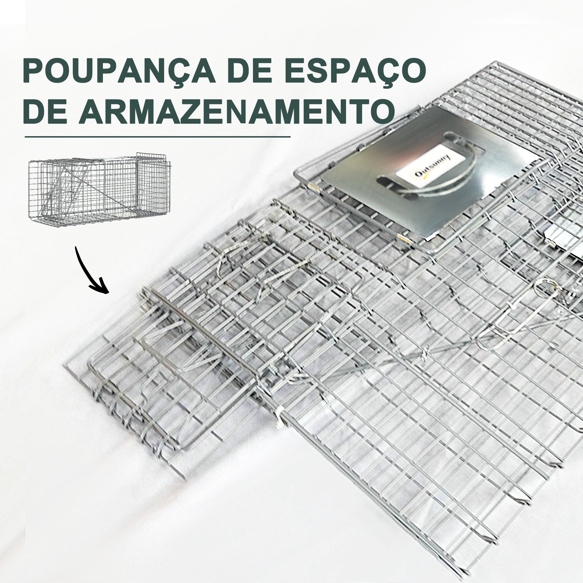 Armadilha para Animais Vivos Dobrável 66x24x30,5 cm Prata