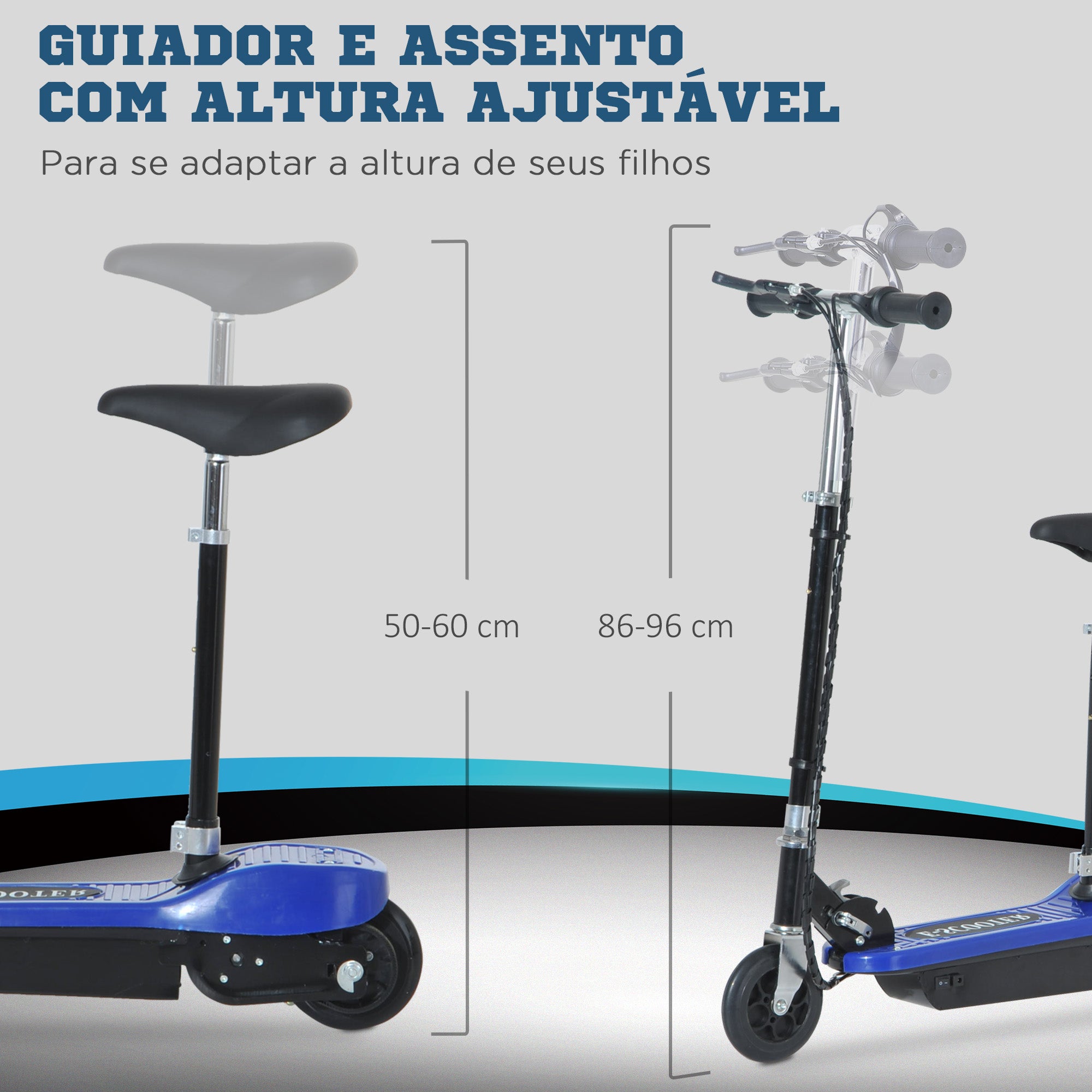 Trotinete Elétrica para Crianças 78x40x96cm Azul