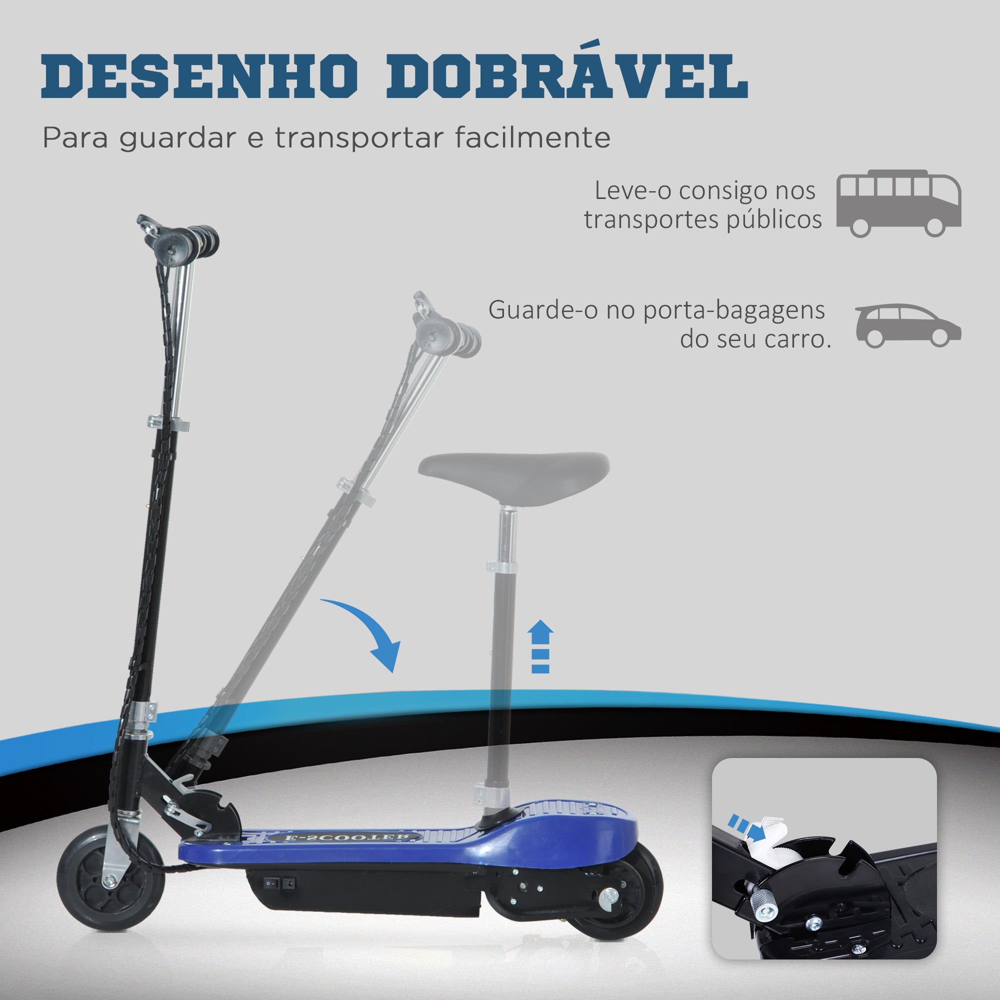 Trotinete Elétrica para Crianças 78x40x96cm Azul