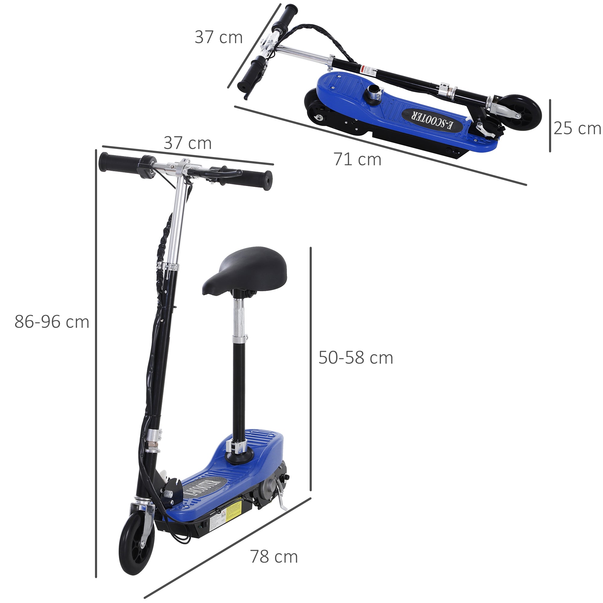 Trotinete Elétrica para Crianças 78x40x96cm Azul