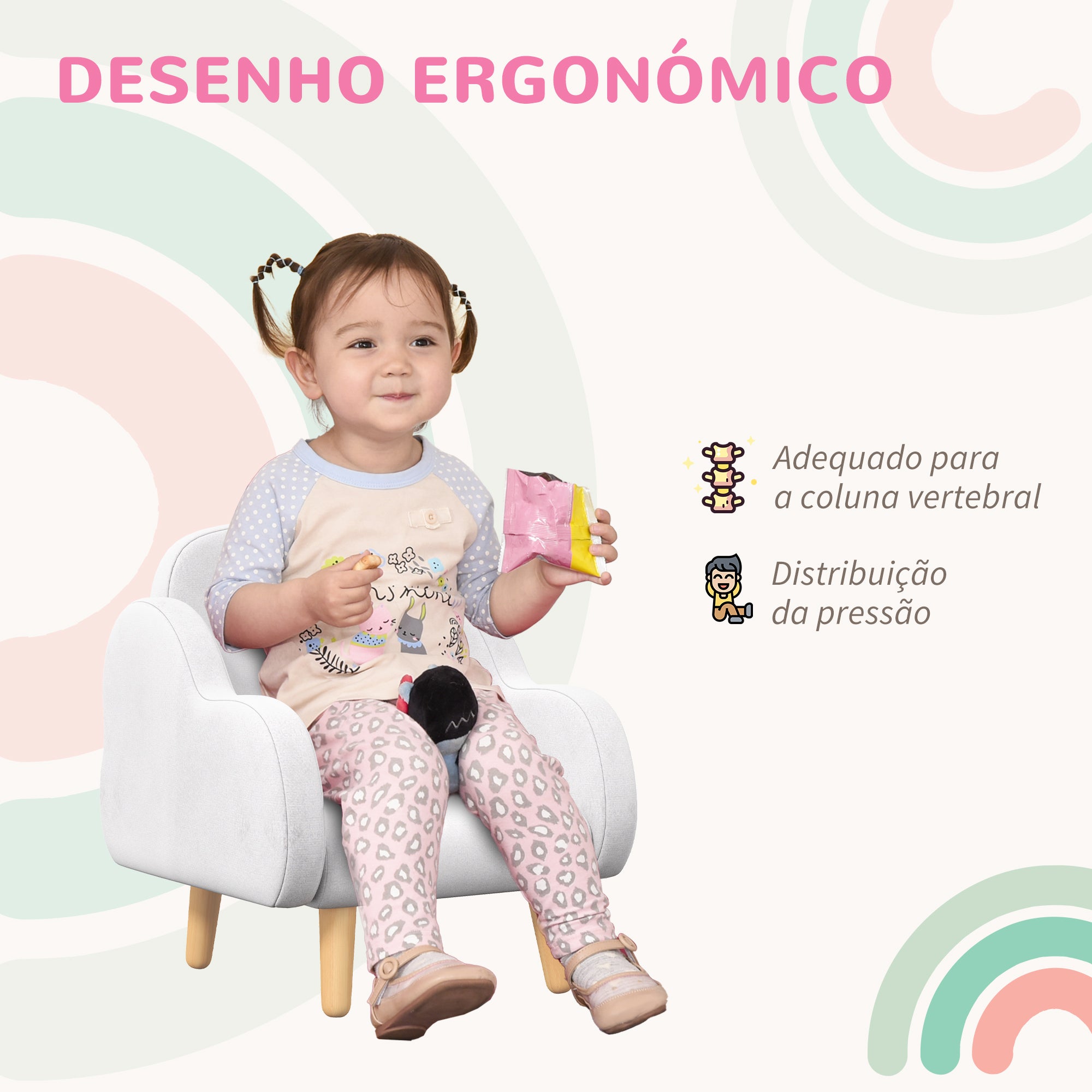 Poltrona Infantil em Forma de Nuvem - 46x51x55 cm - Branco