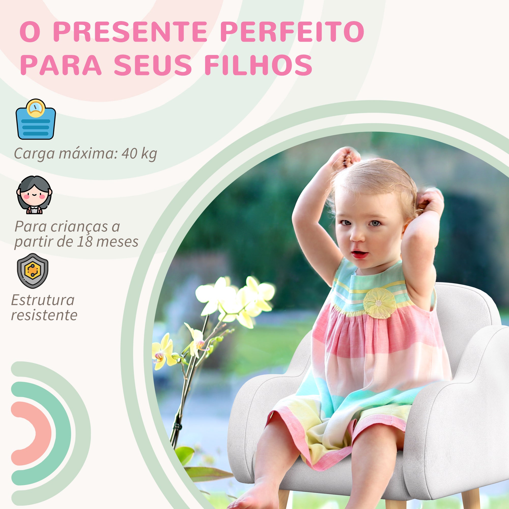 Poltrona Infantil em Forma de Nuvem - 46x51x55 cm - Branco