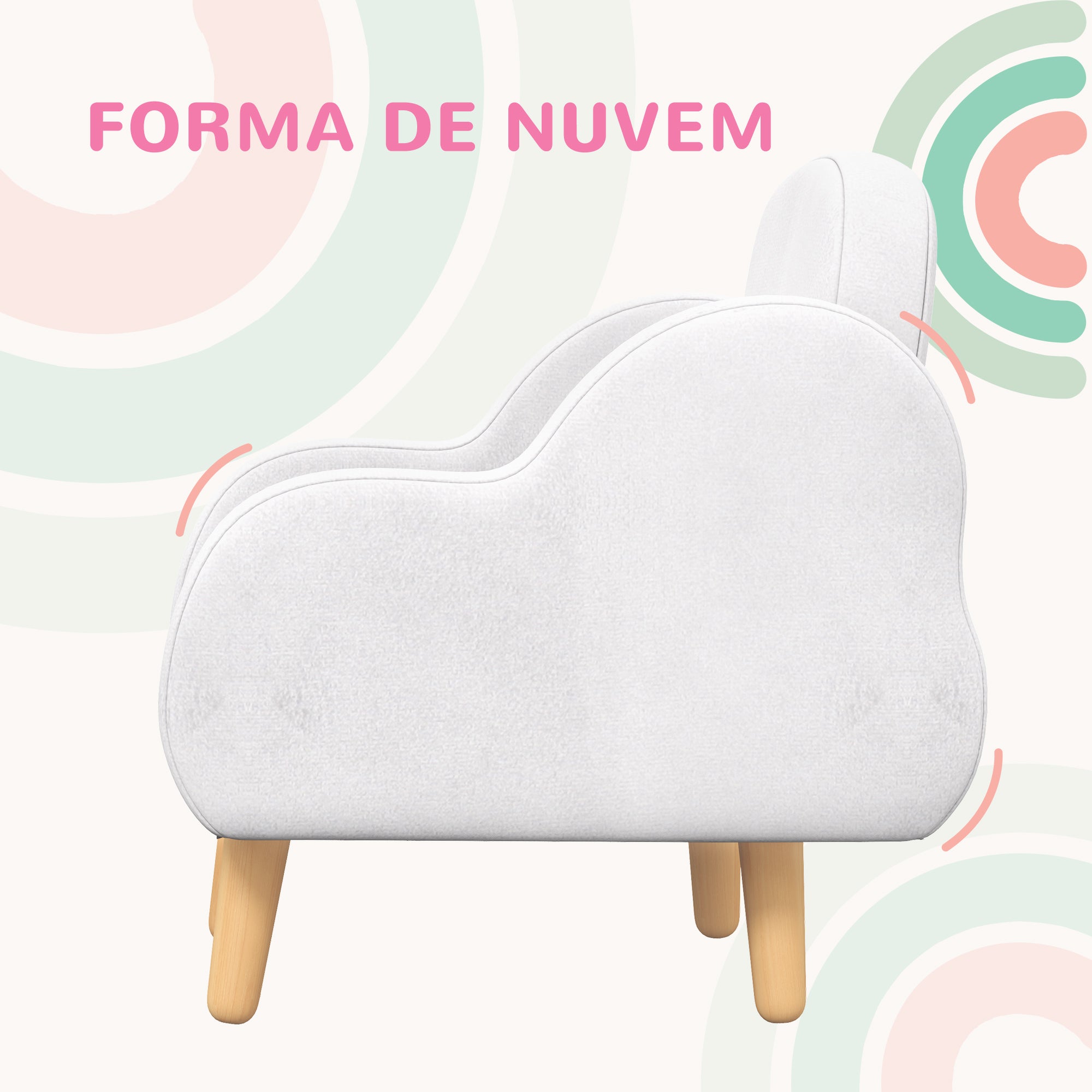 Poltrona Infantil em Forma de Nuvem - 46x51x55 cm - Branco
