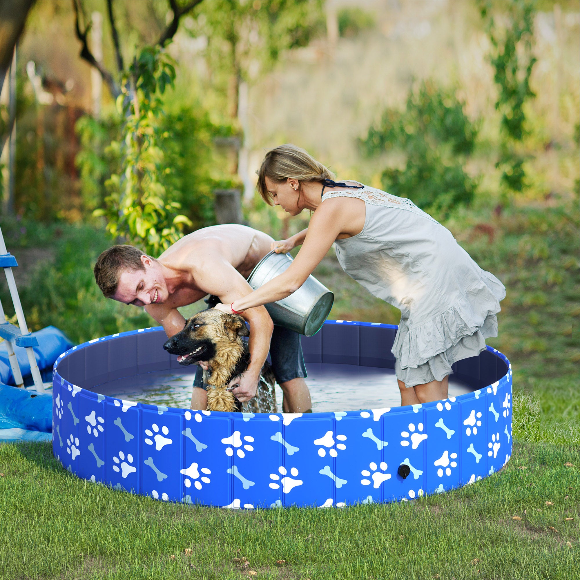 Piscina Dobrável para Cães Ø140x30 cm - Azul