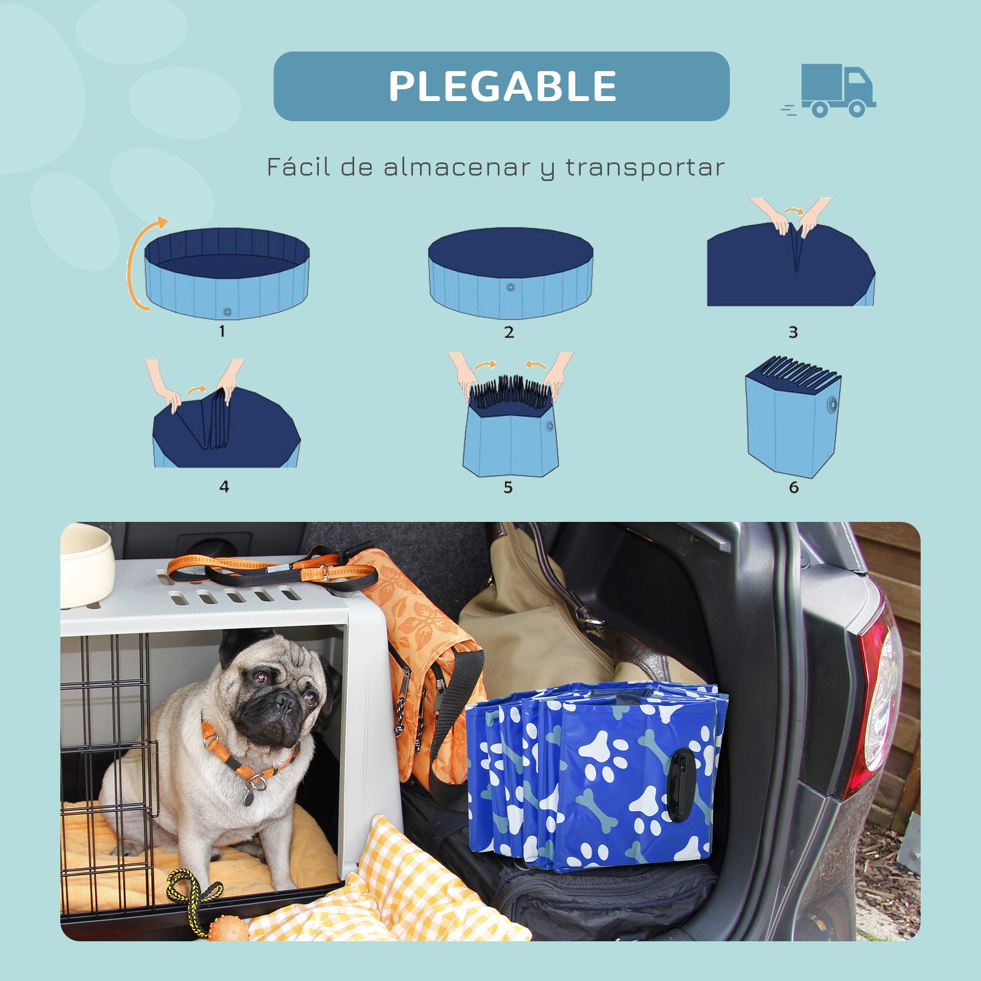 Piscina Dobrável para Cães Ø140x30 cm - Azul