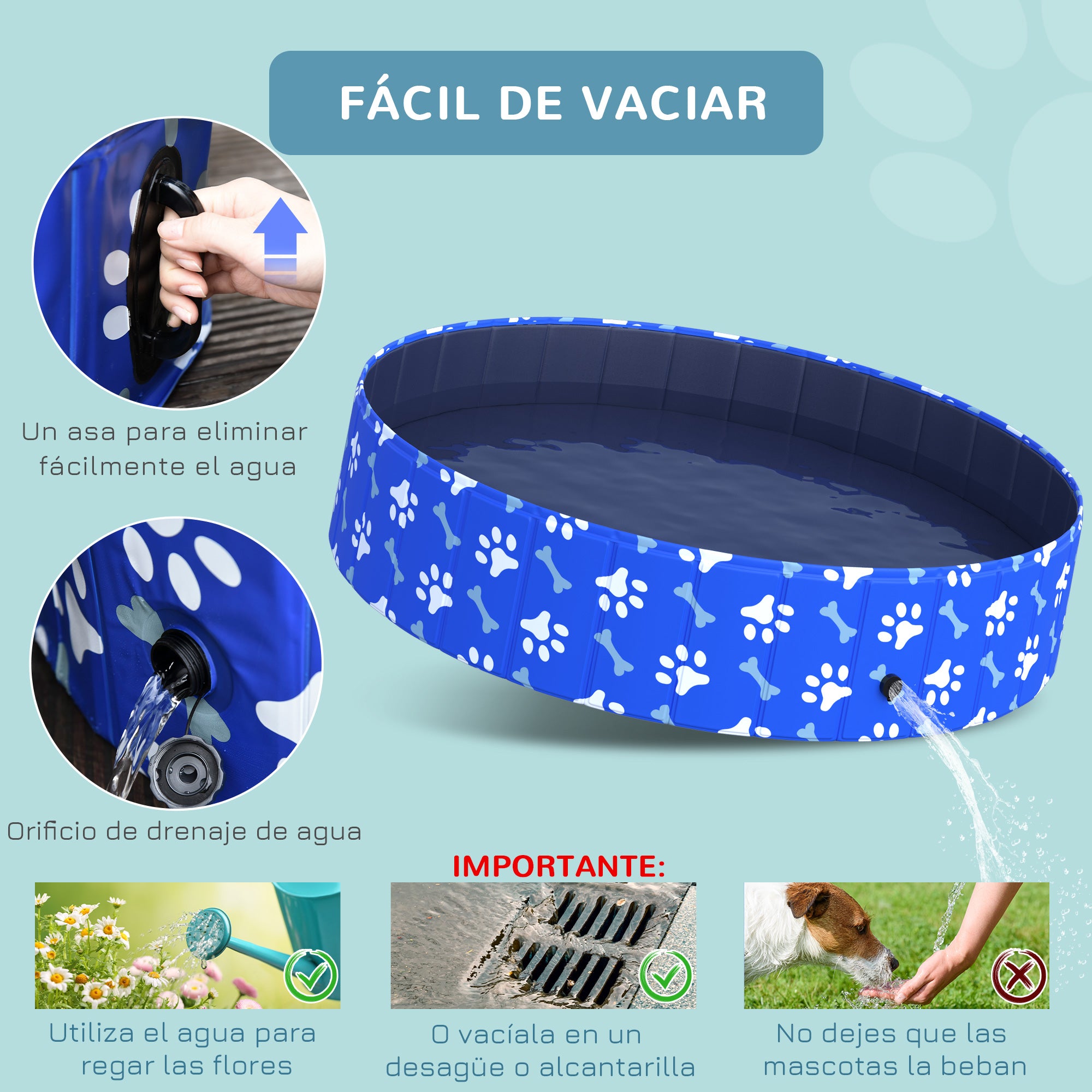 Piscina Dobrável para Cães Ø140x30 cm - Azul