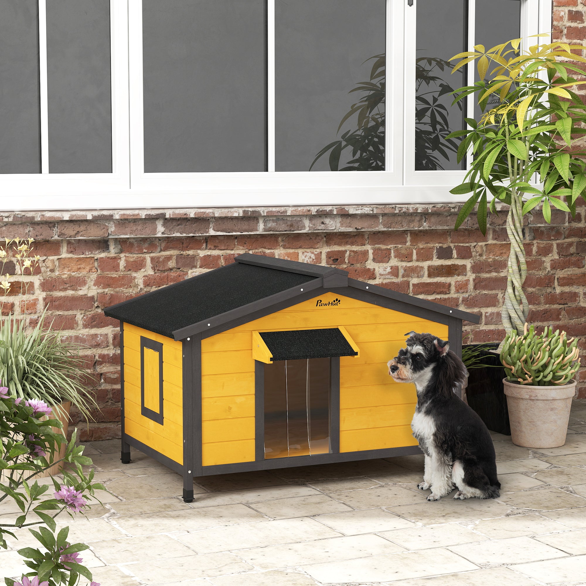 Casa para Cães de Madeira – 97x72x65 cm – Preto – Madeira