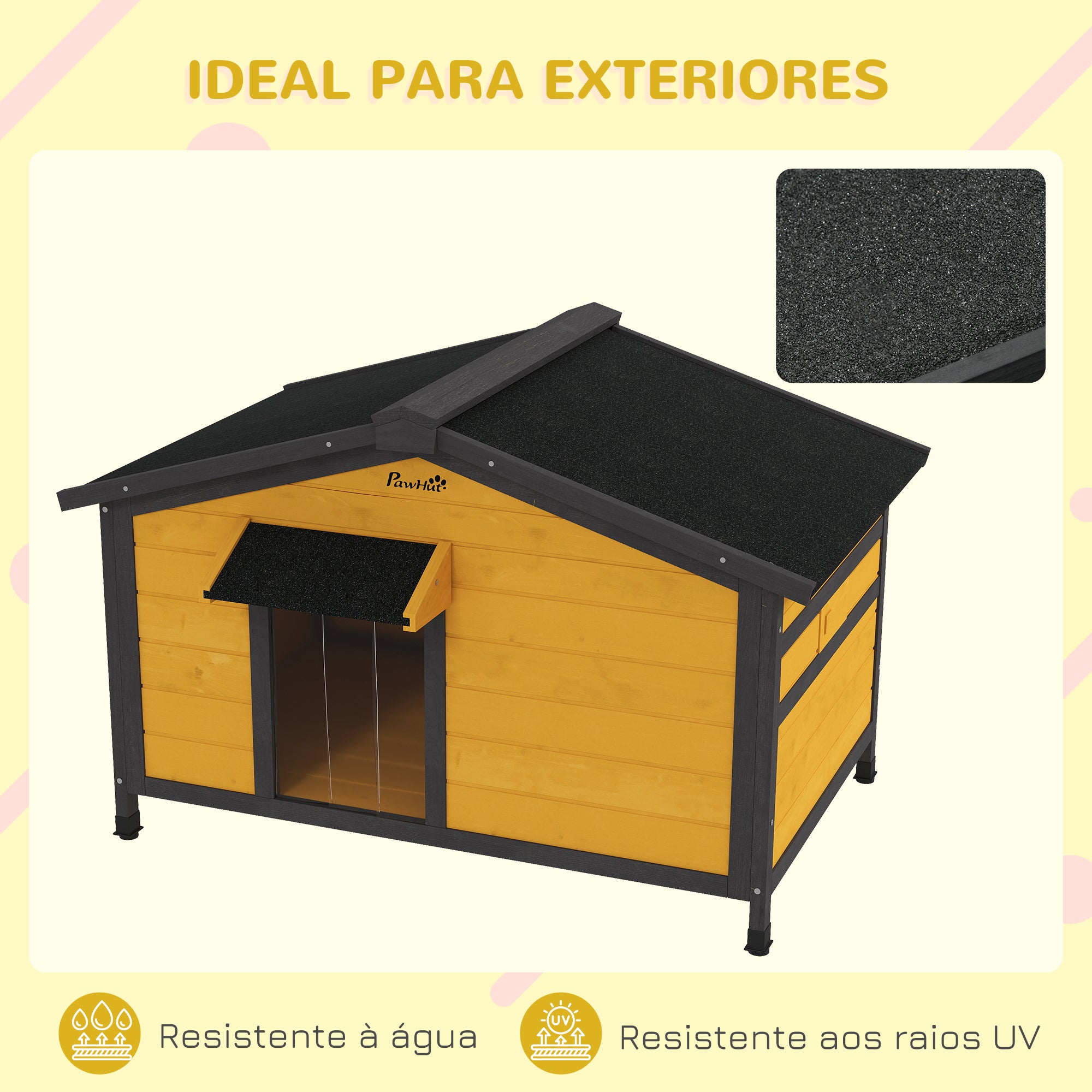Casa para Cães de Madeira – 97x72x65 cm – Preto – Madeira