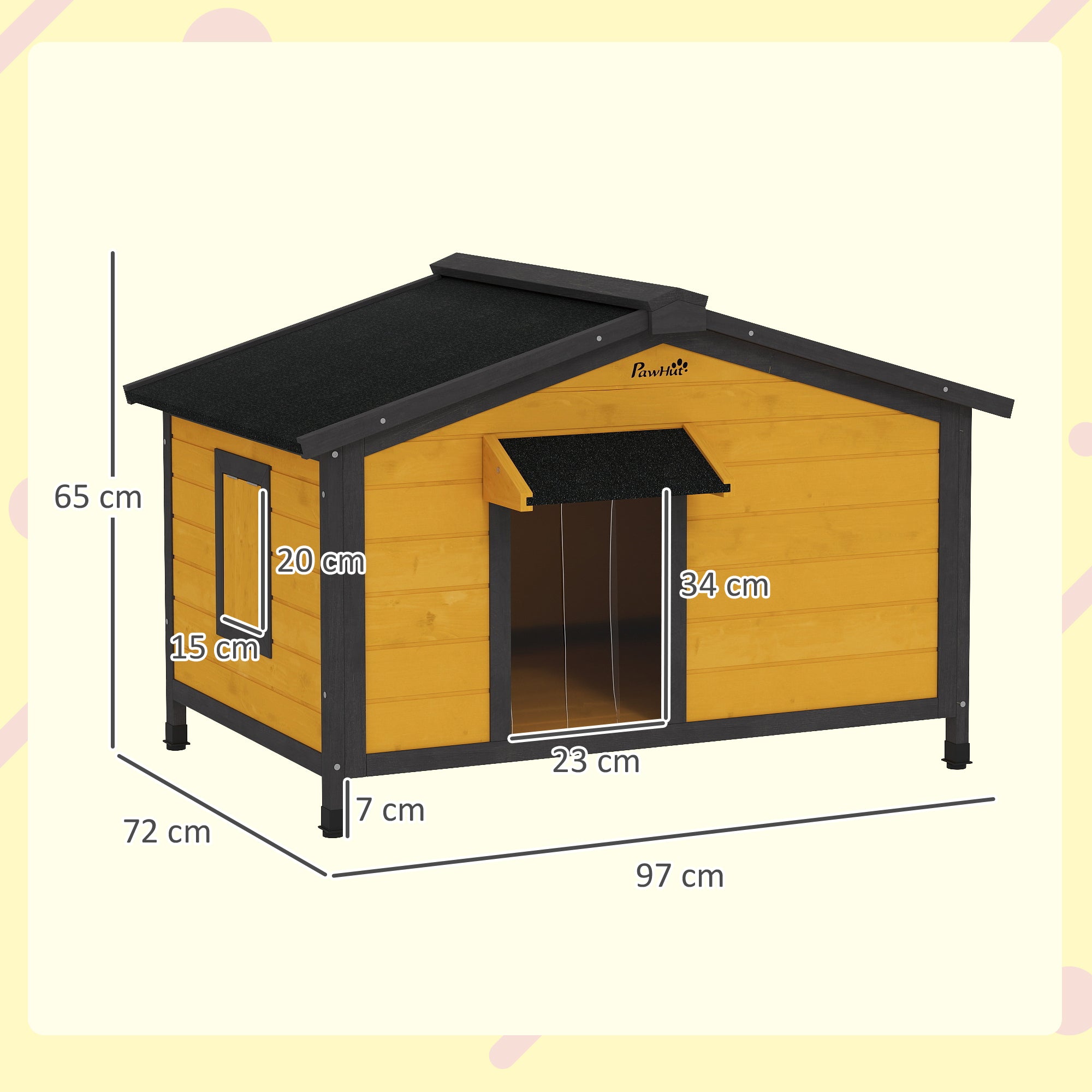 Casa para Cães de Madeira – 97x72x65 cm – Preto – Madeira