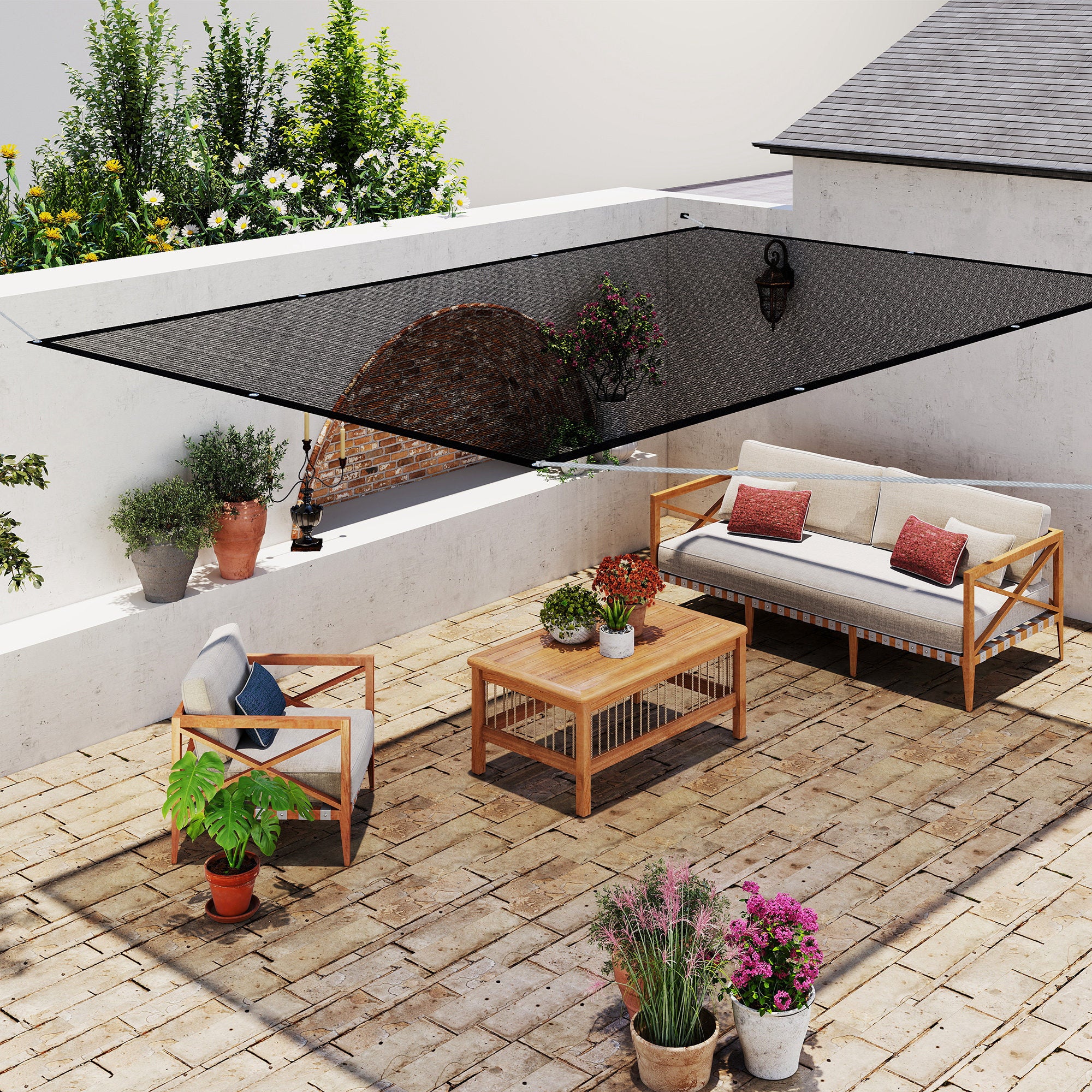 Vela de Sombra Retangular Preto 305x200 cm - Proteção Solar e Anticongelante