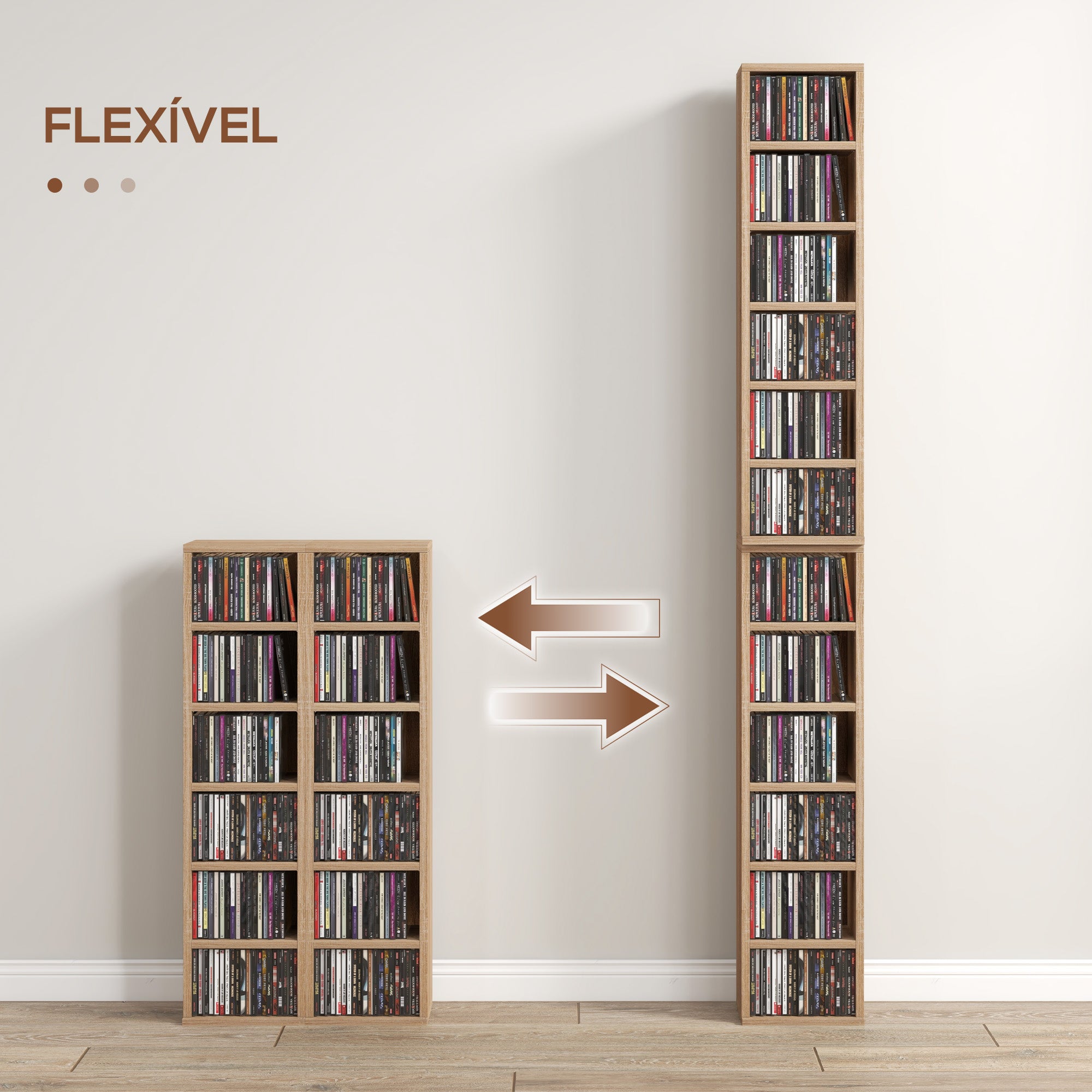 Estante para CD com 12 Compartimentos em Madeira Natural 21x22,5x88,5 cm