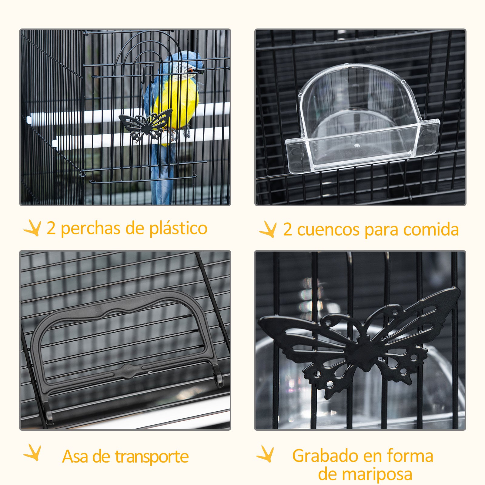 Gaiola para Pássaros – 60x41x41cm – Preto – Metal
