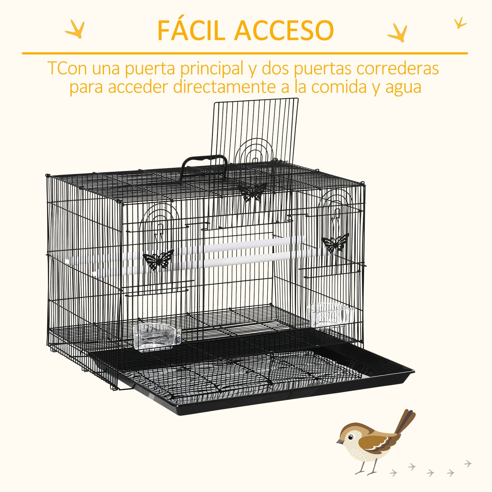 Gaiola para Pássaros – 60x41x41cm – Preto – Metal