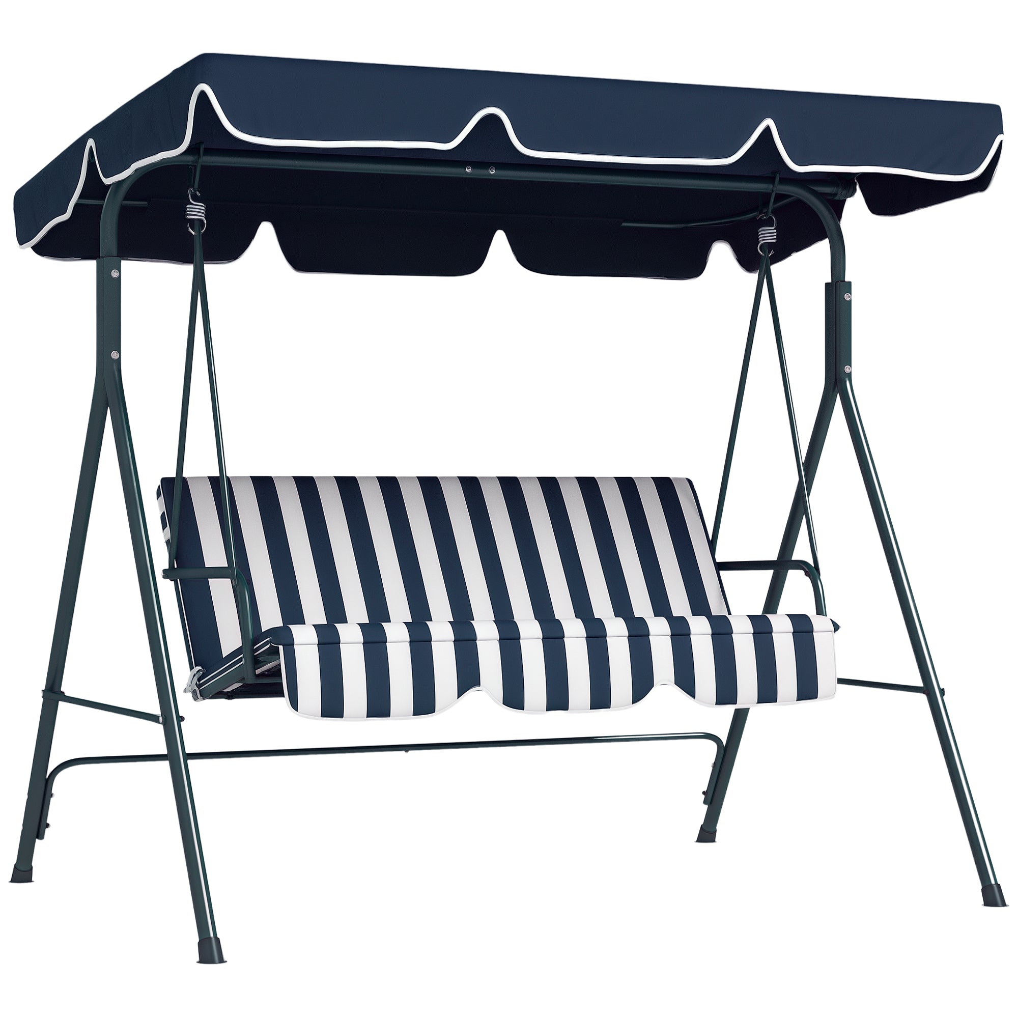 Baloiço de Jardim 3 Lugares Azul e Branco 172x110x153cm