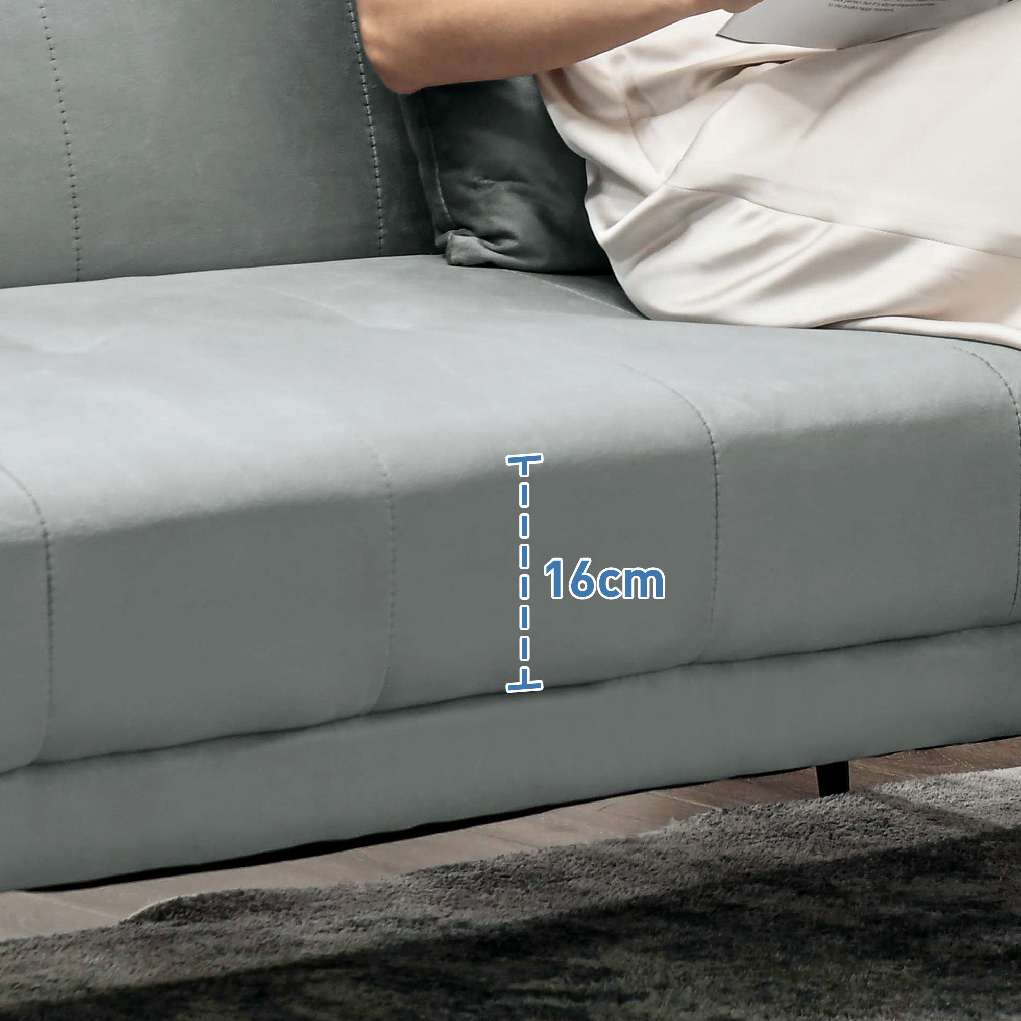 Sofá Cama Convertível Cinzento 206x81x83 cm