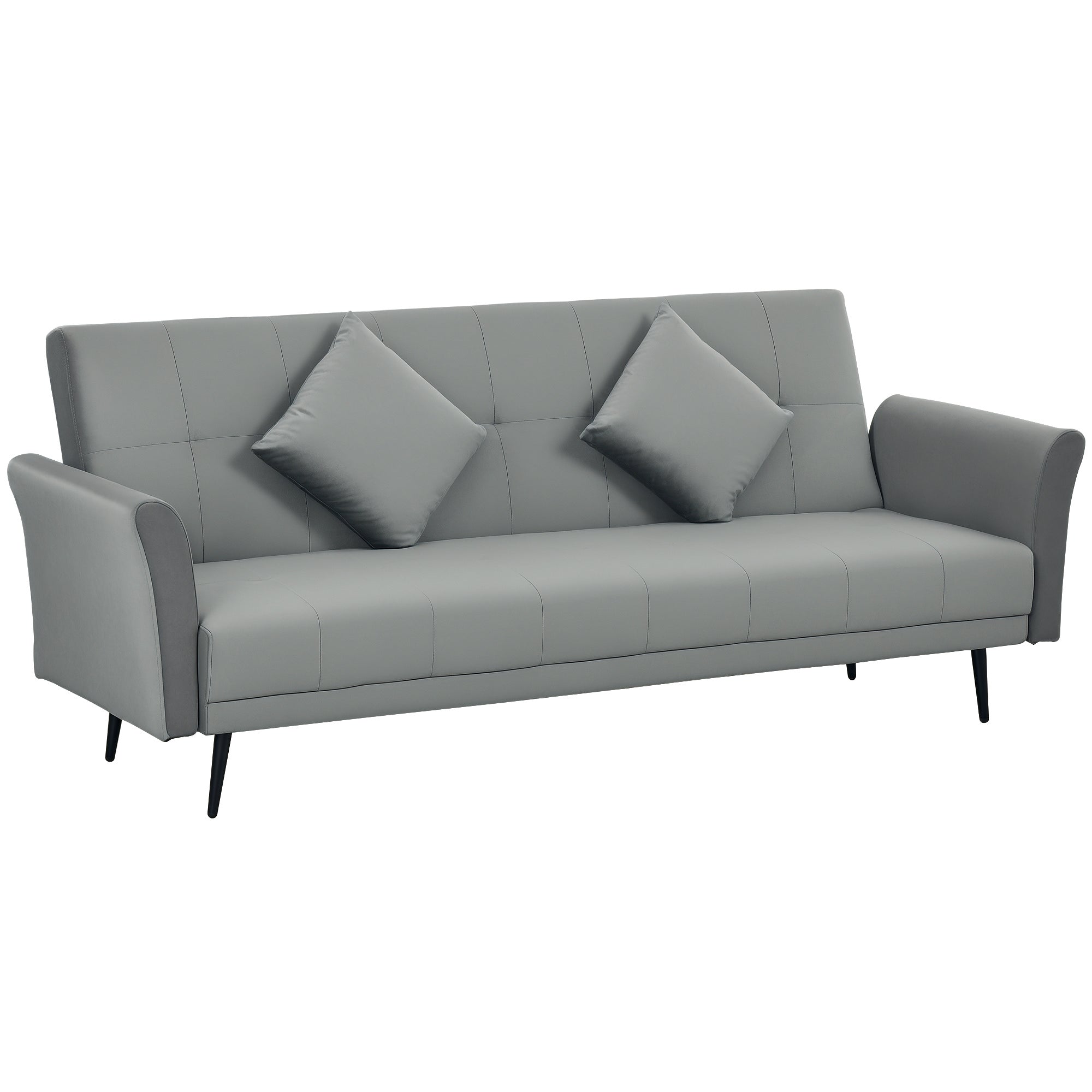 Sofá Cama Convertível Cinzento 206x81x83 cm