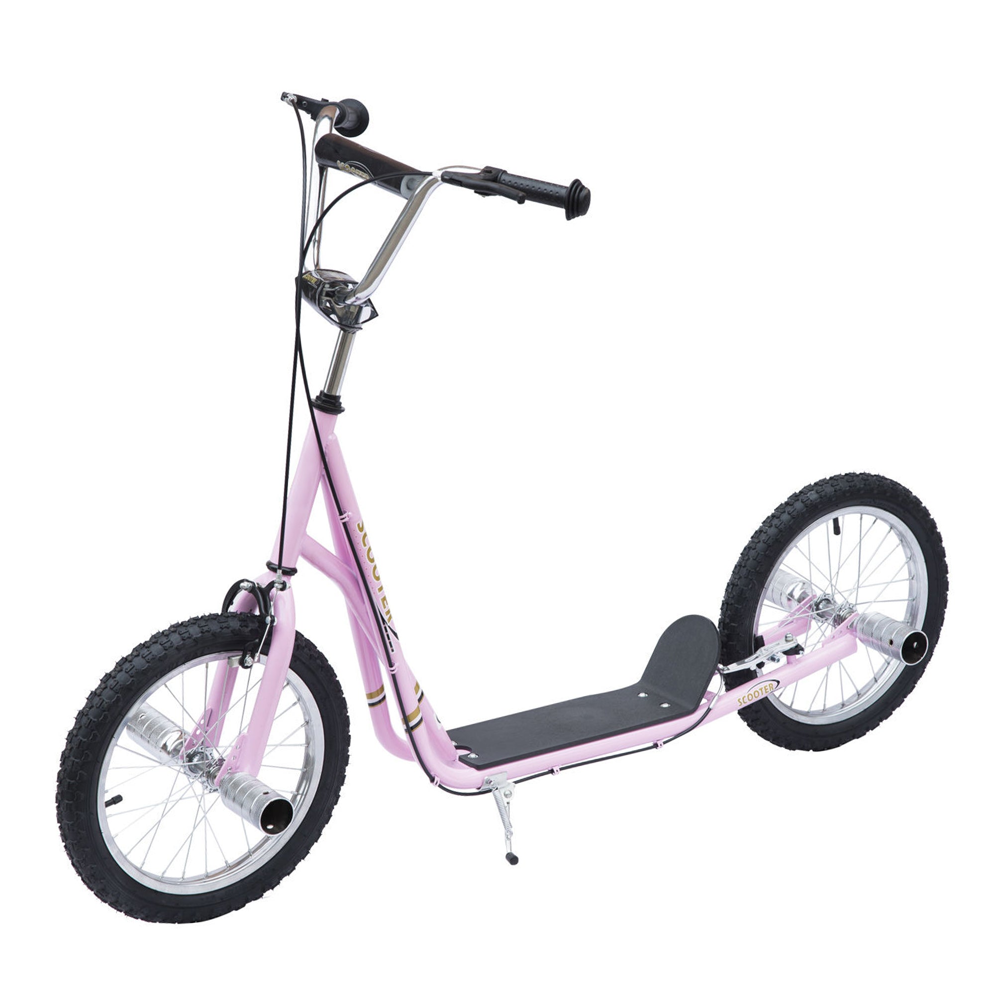 Trotinete Infantil com 2 Rodas de 16 Polegadas - 143x58x92-100 cm - Cor Rosa