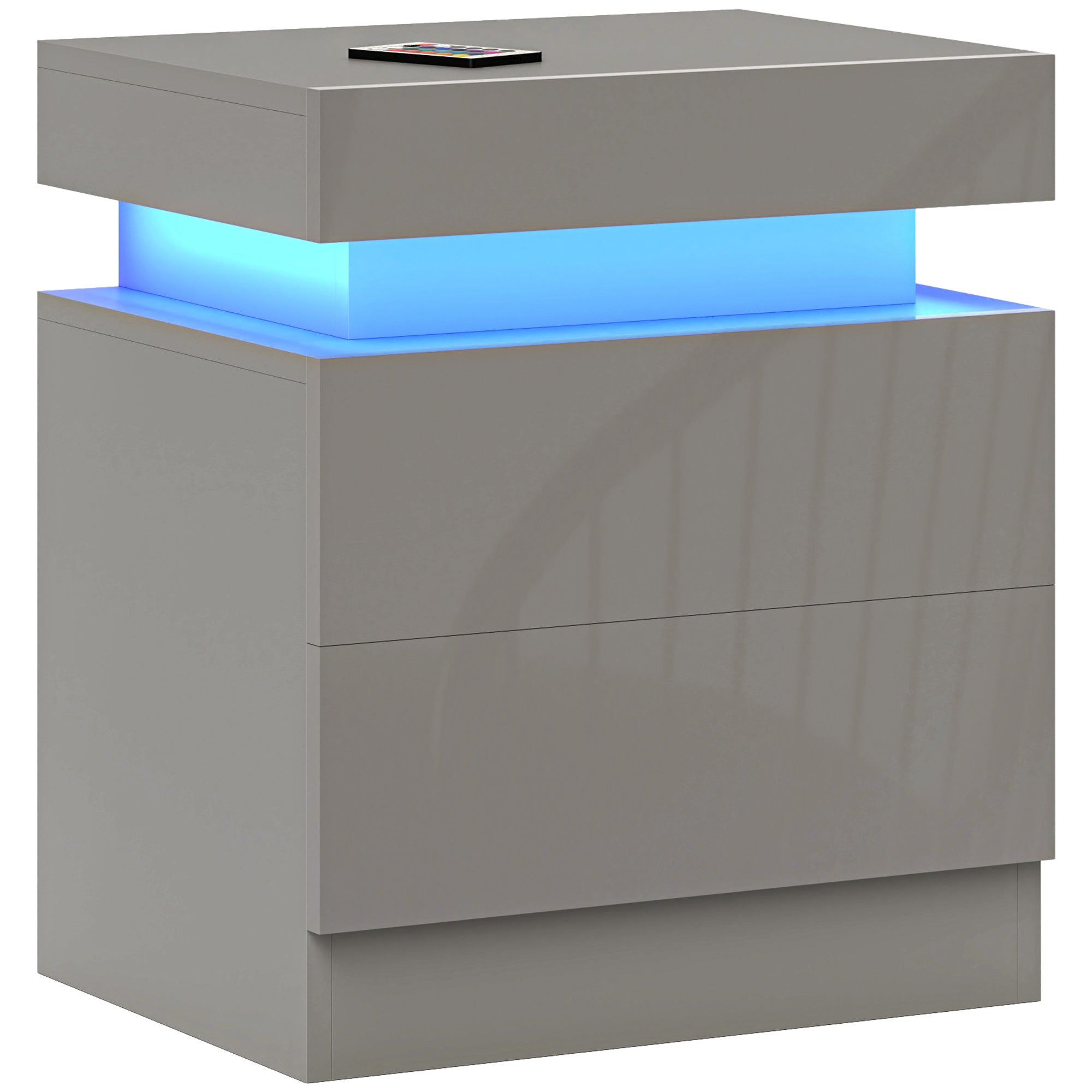 Mesa de Cabeceira com Luz LED 45x35x52 cm Cinzento
