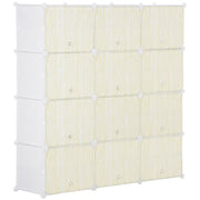Armário Modular de Plástico 125x32x125cm - Branco e Natural