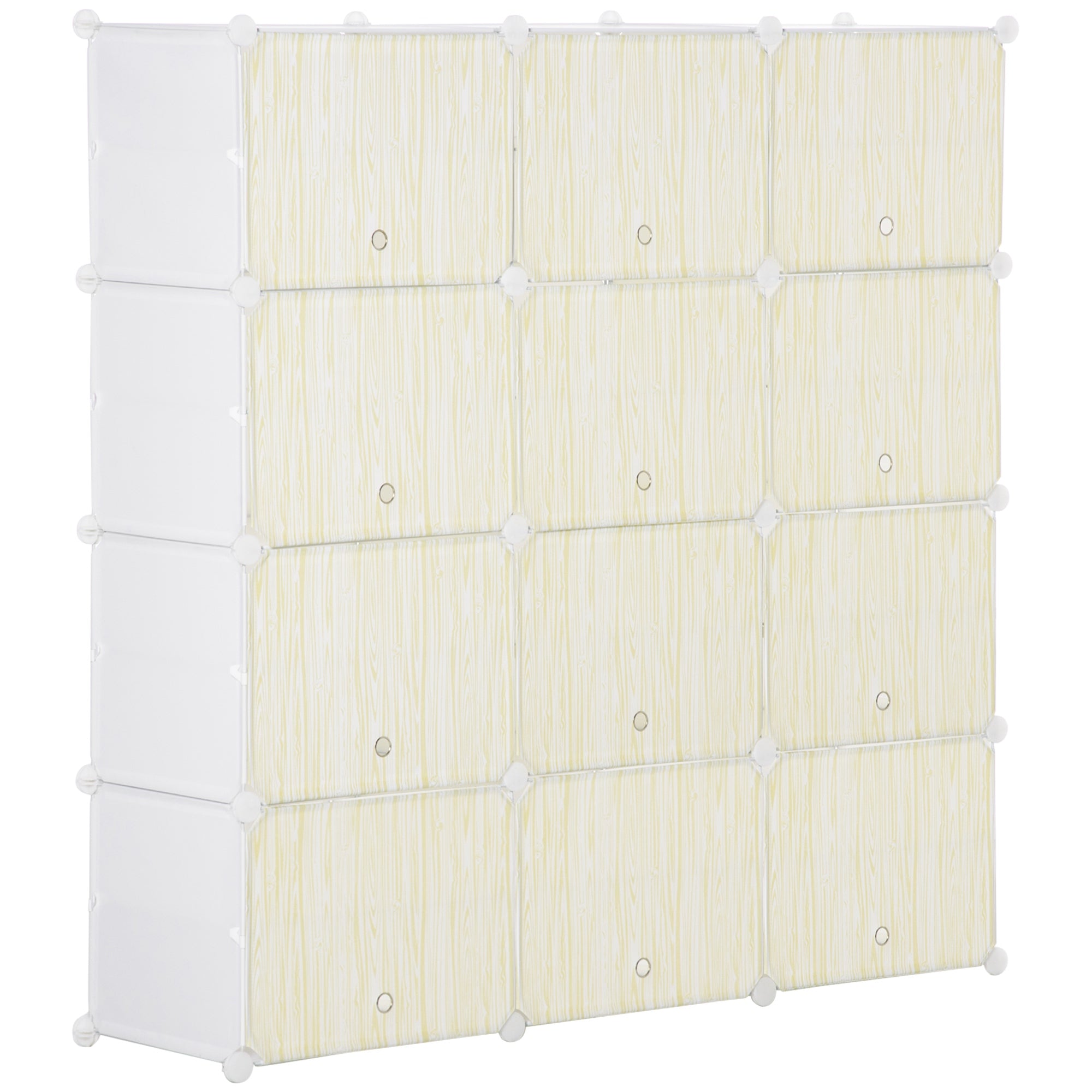 Armário Modular de Plástico 125x32x125cm - Branco e Natural