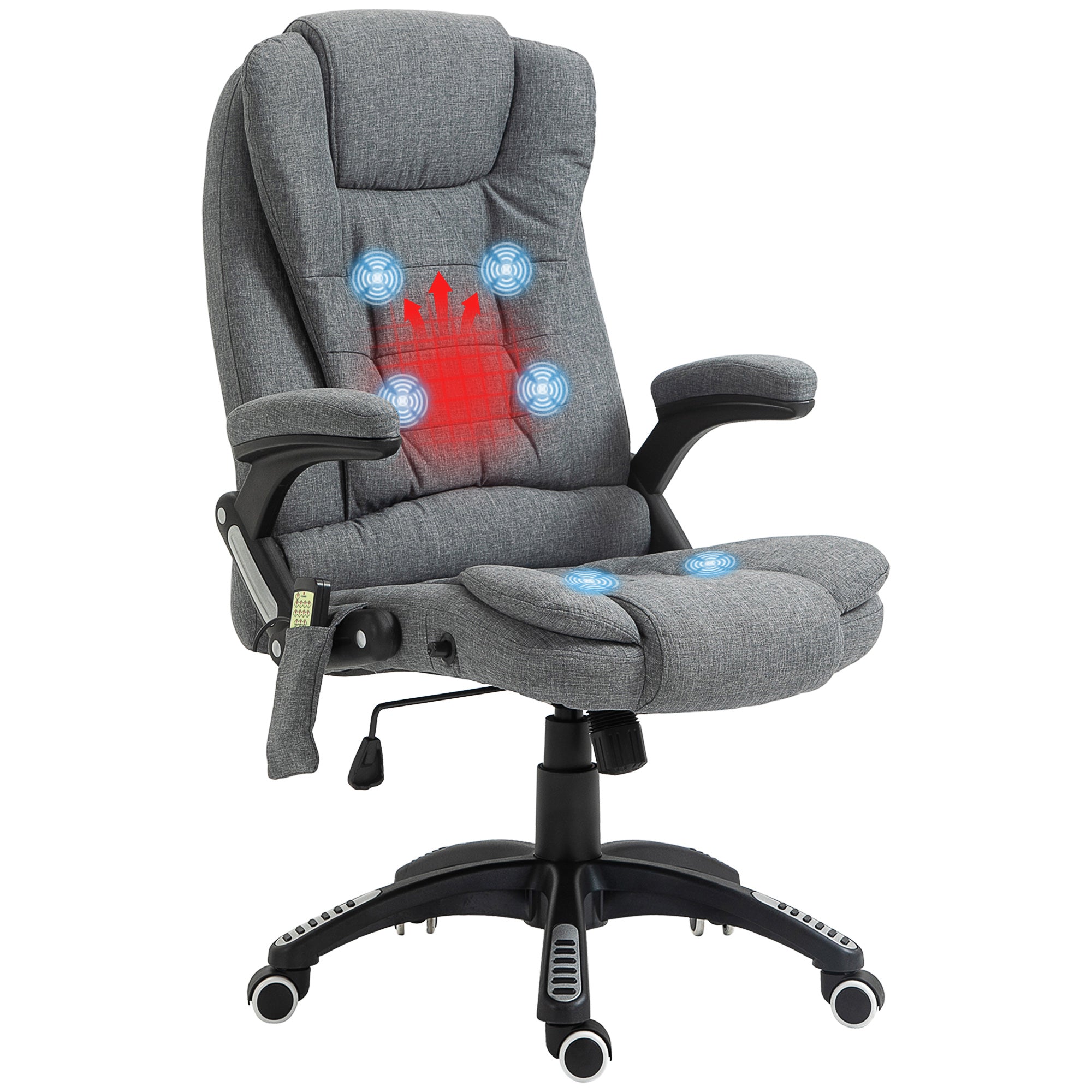 Cadeira de Escritório com Massagem 6 Pontos Cinzenta 68x72x110-120 cm