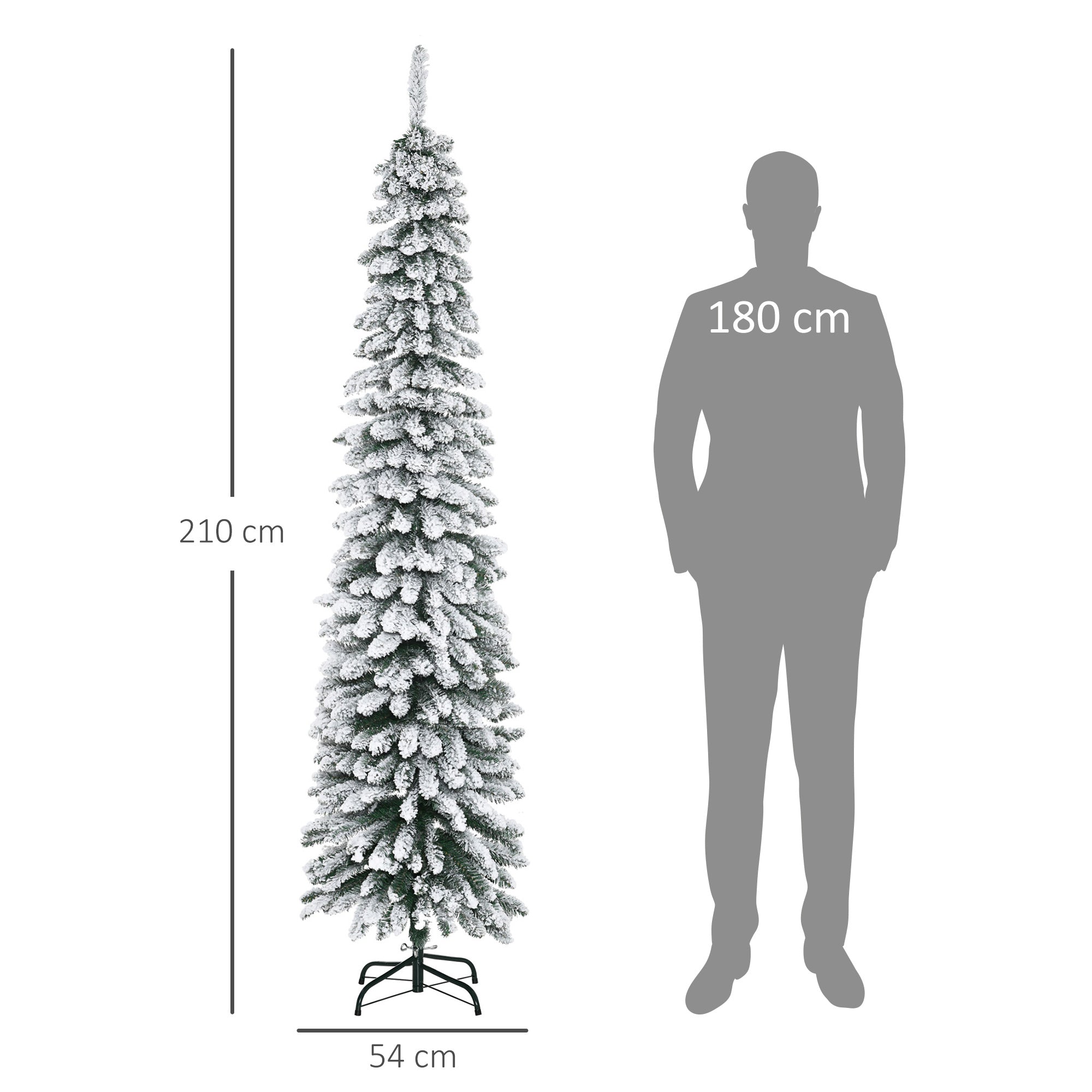 Árvore de Natal Artificial 210cm Verde com Efeito de Neve