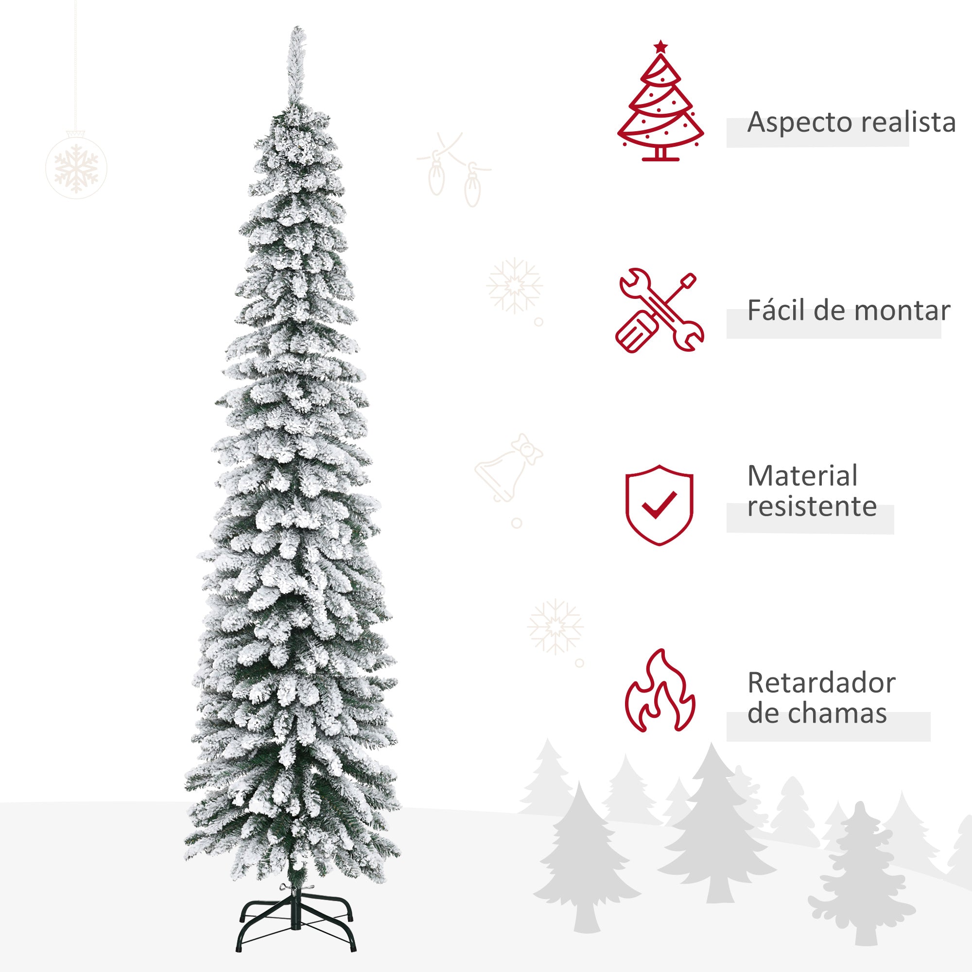 Árvore de Natal Artificial 210cm Verde com Efeito de Neve