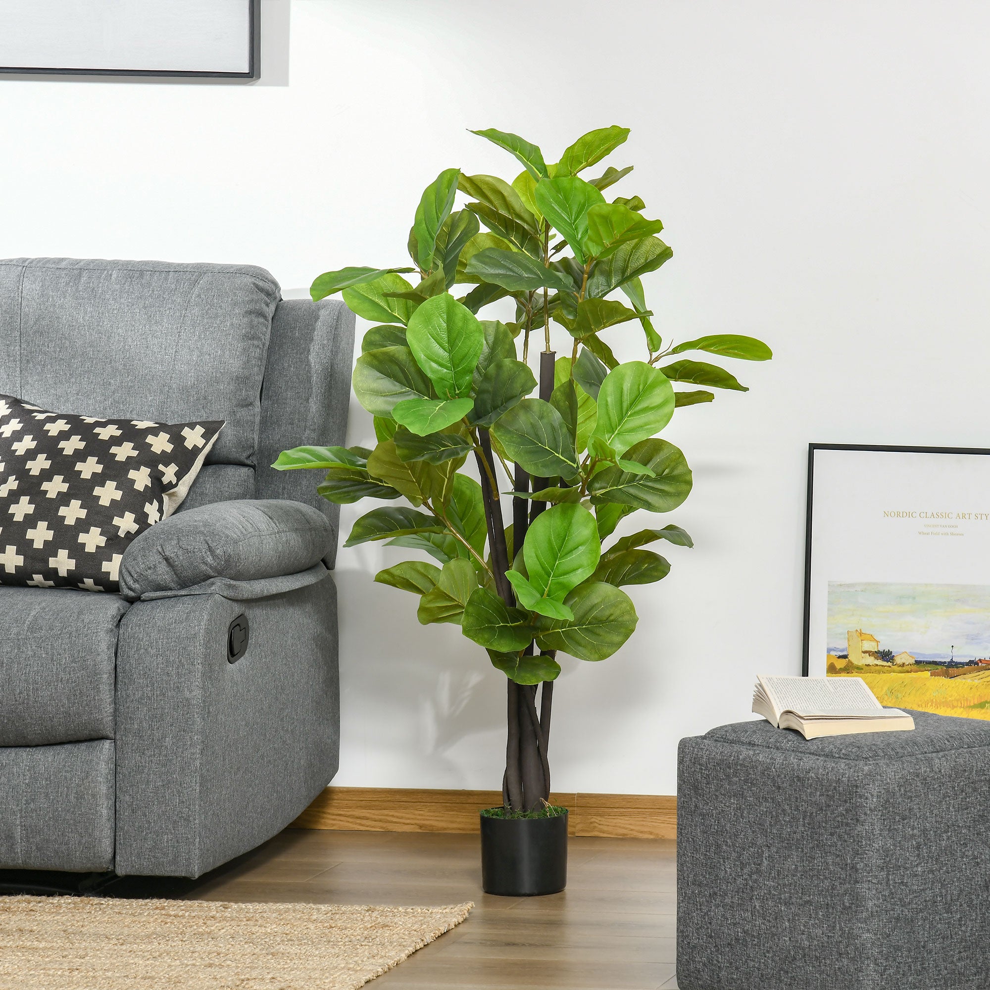 Planta Artificial Ficus – 130 cm – Verde – PEVA e cimento
