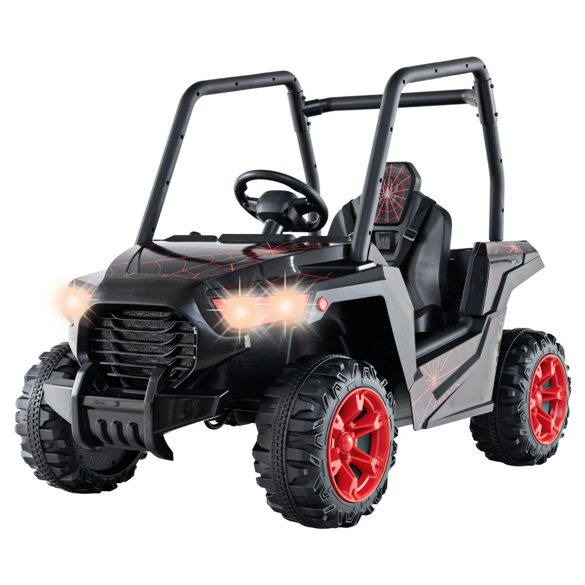UTV para Crianças Carro de Brinquedo Elétrico 24V com Controlo Remoto 3 Velocidades 2 Suspensões de Mola Arranque Suave Música Preto