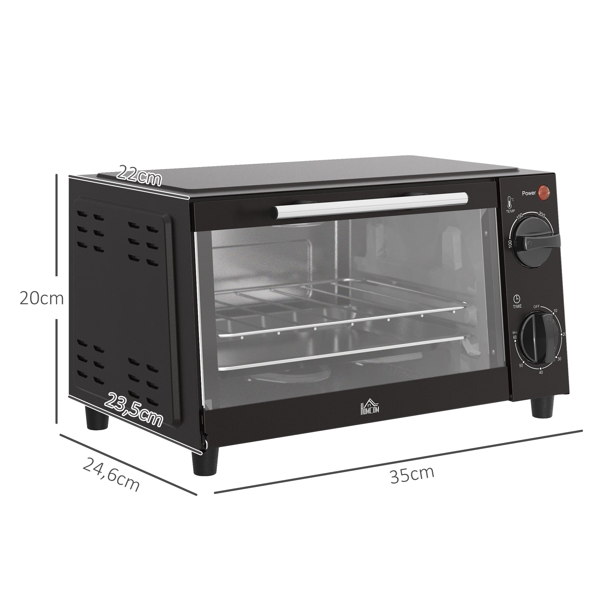 Mini Forno Elétrico de Bancada 9L Preto 35x24,6x20 cm