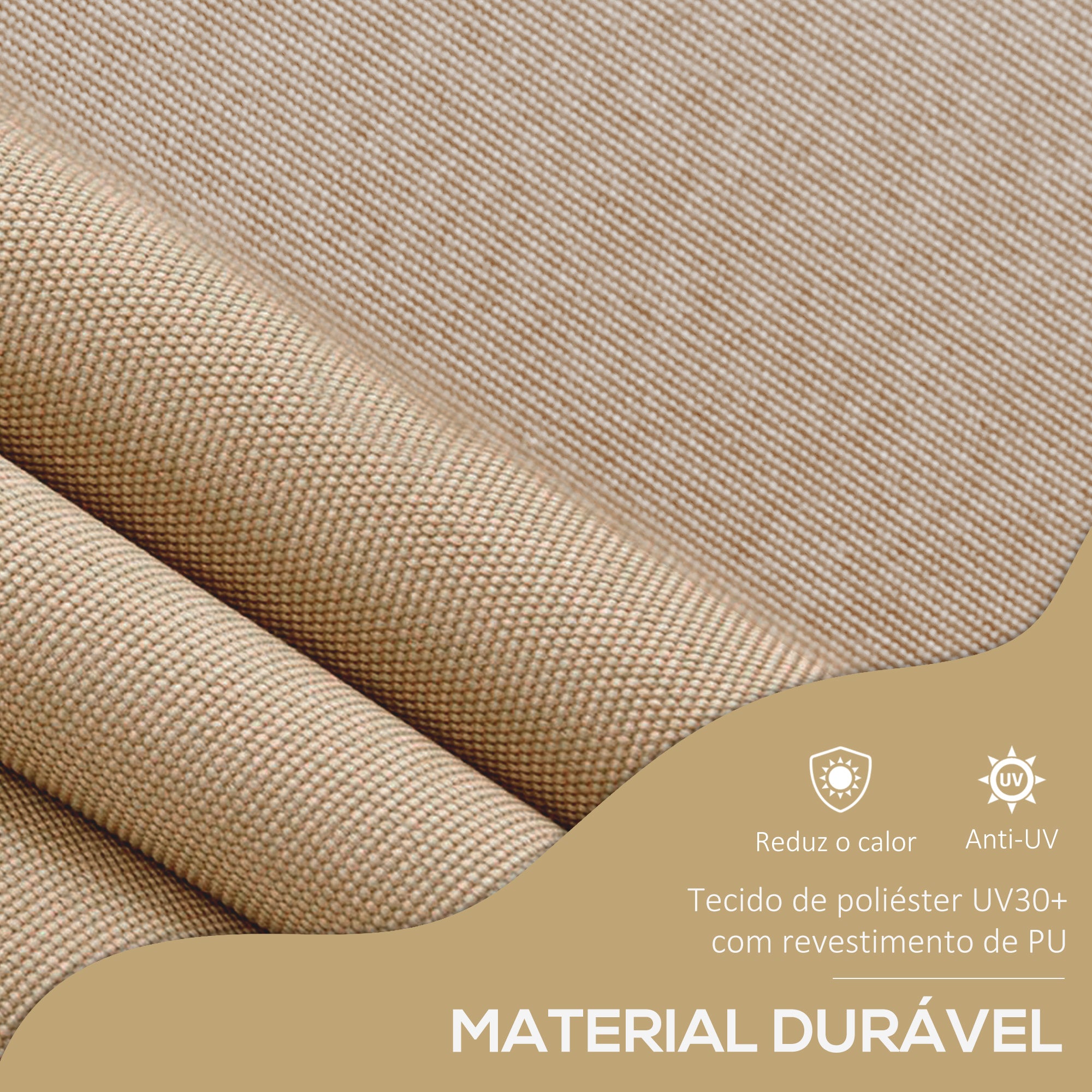 Toldo Manual Retrátil Bege 200x120x210-300 cm - Impermeável e Anti-UV