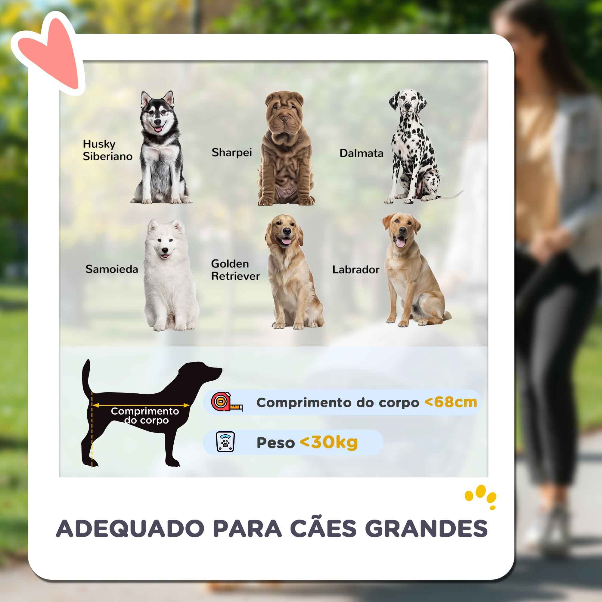 Carrinho para Cães Grandes Cinzento 124x67x100 cm