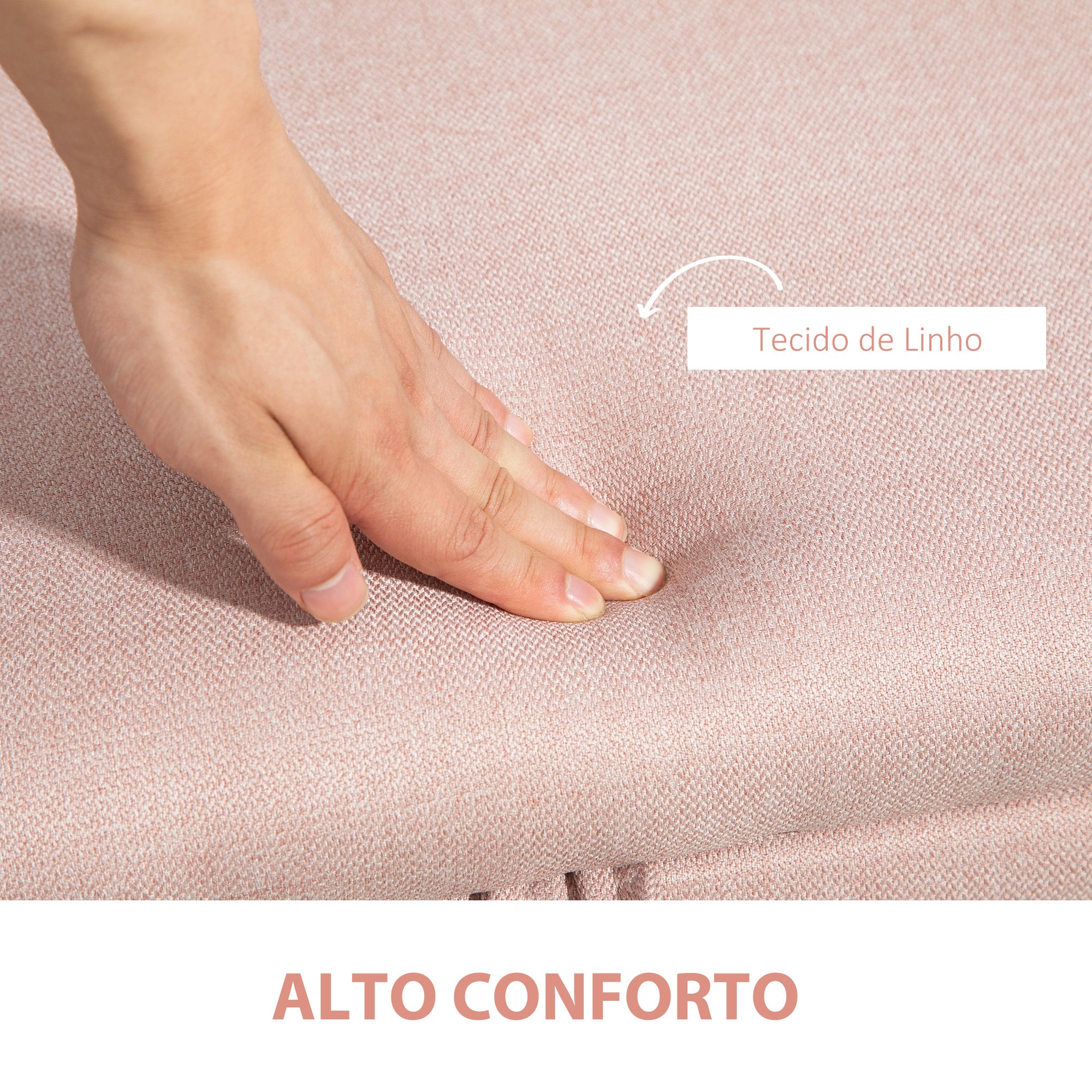 Banco de Armazenamento Estofado em Linho Rosa 101x38,5x44,5 cm