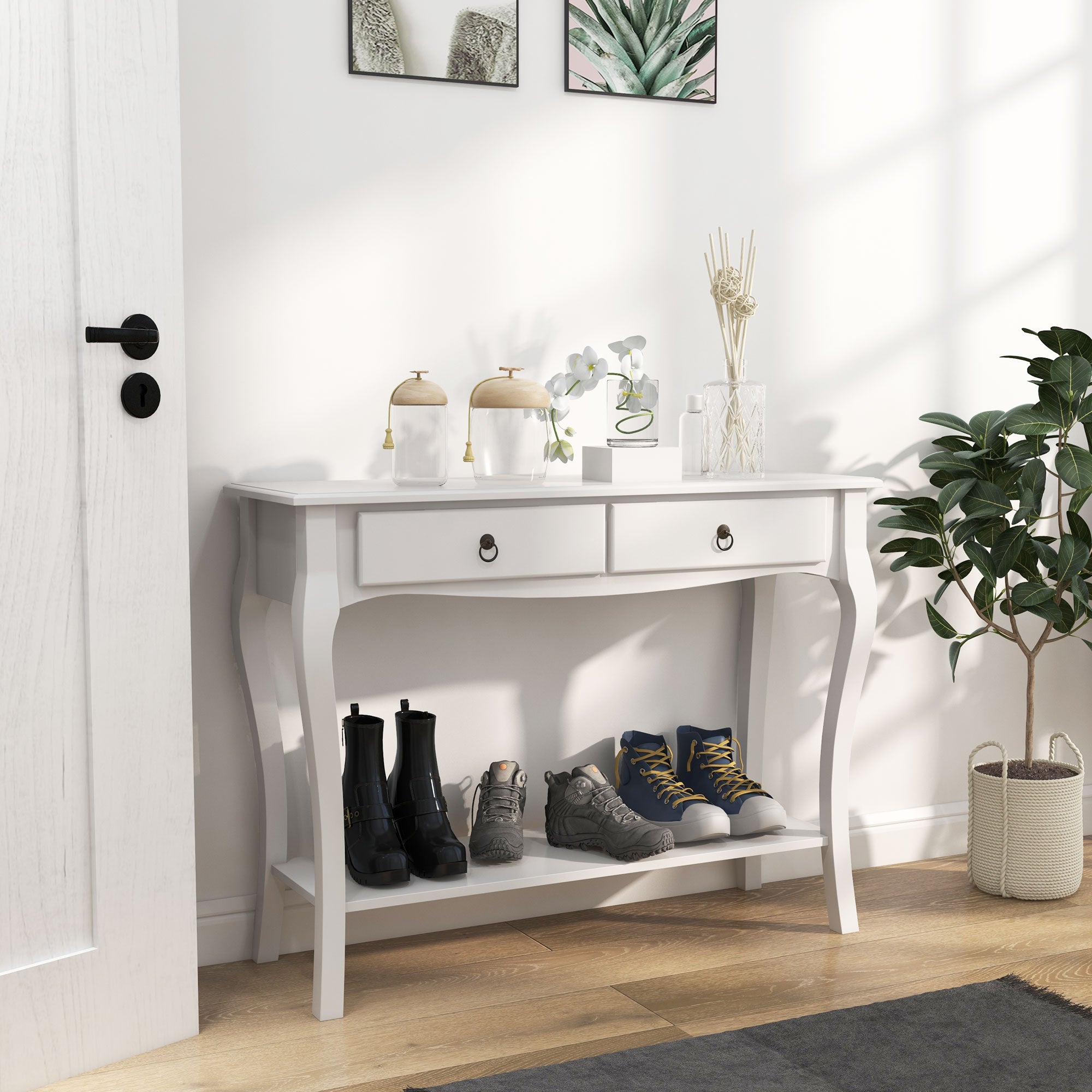 Mesa Consola Minimalista Branca 100x33x75 cm