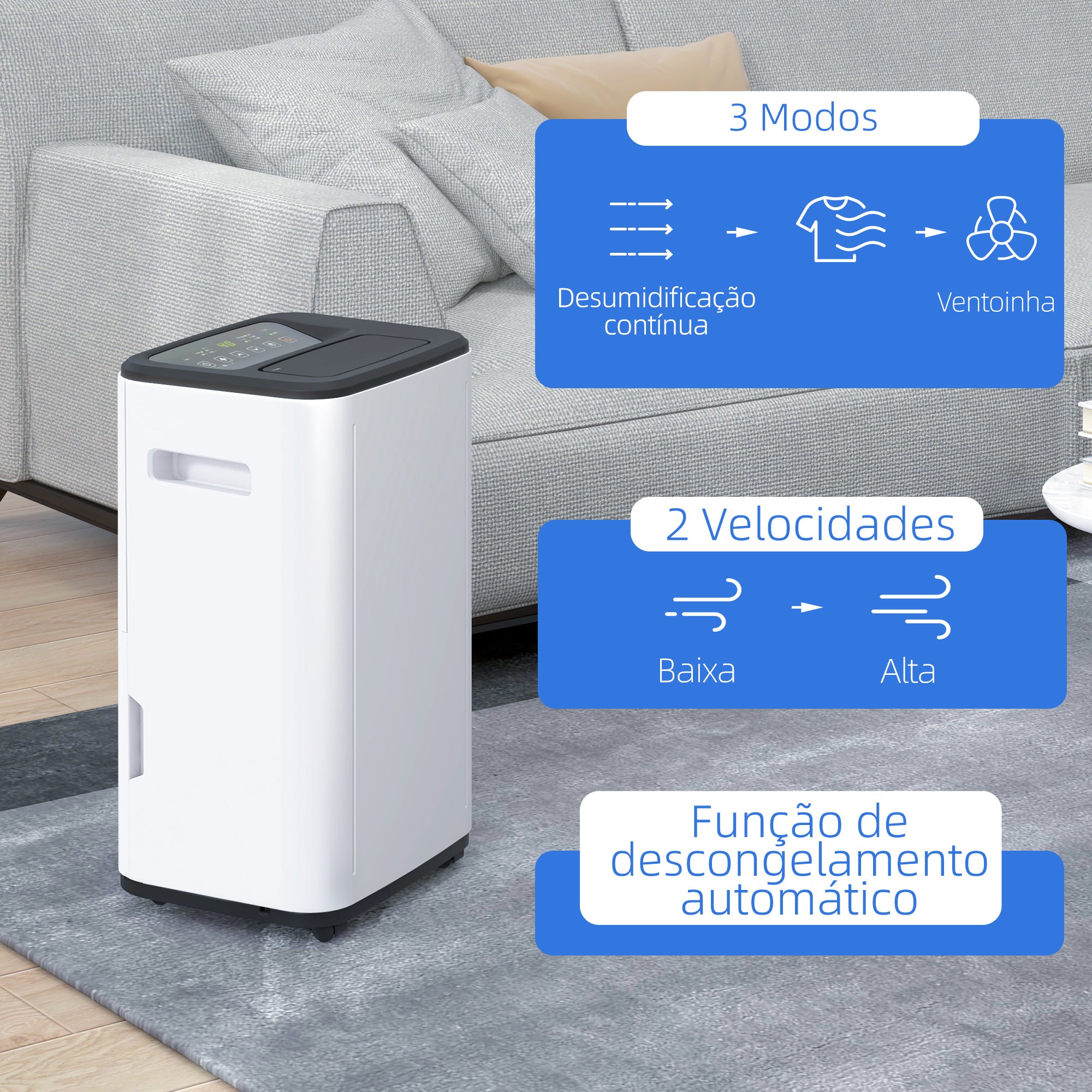 Desumidificador Elétrico – 33,5x26x53 cm – Branco – ABS